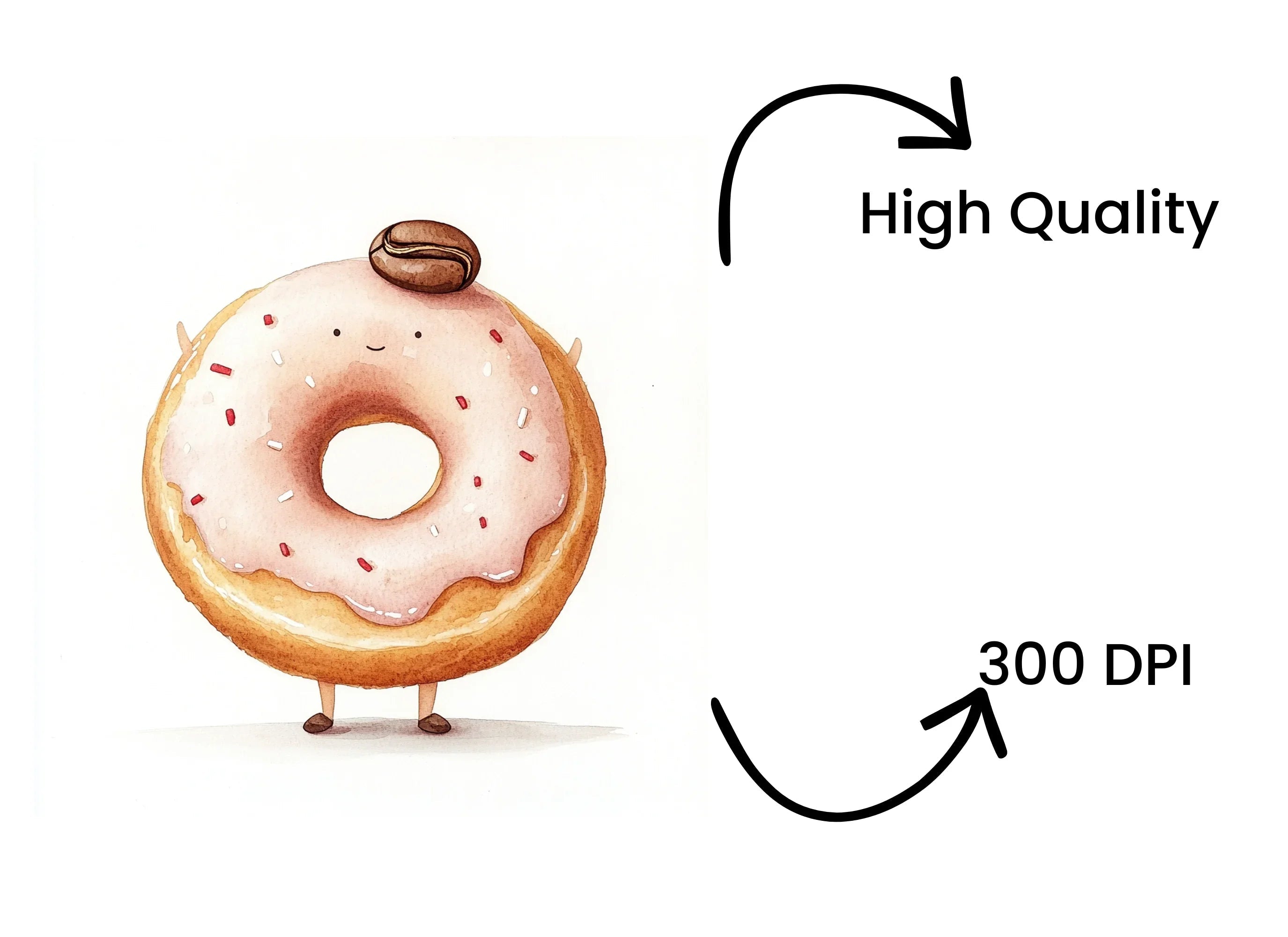 Cute Donut and Coffee Bean Clipart Bundle