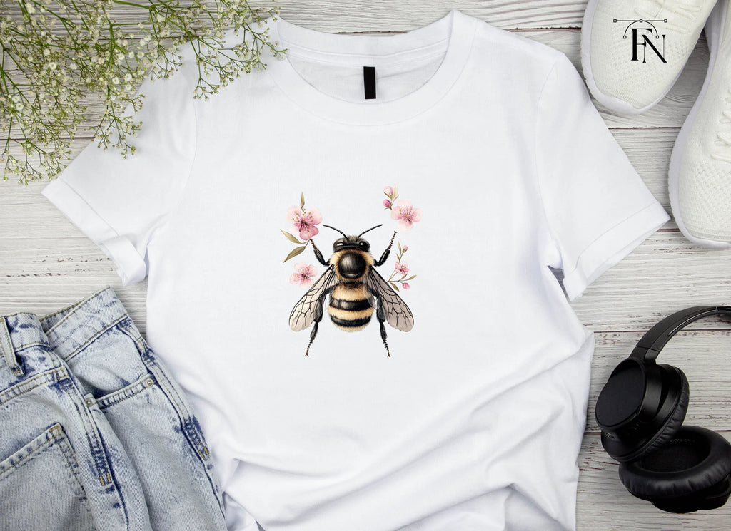 Bumblebee and Pink Flowers Clipart Bundle