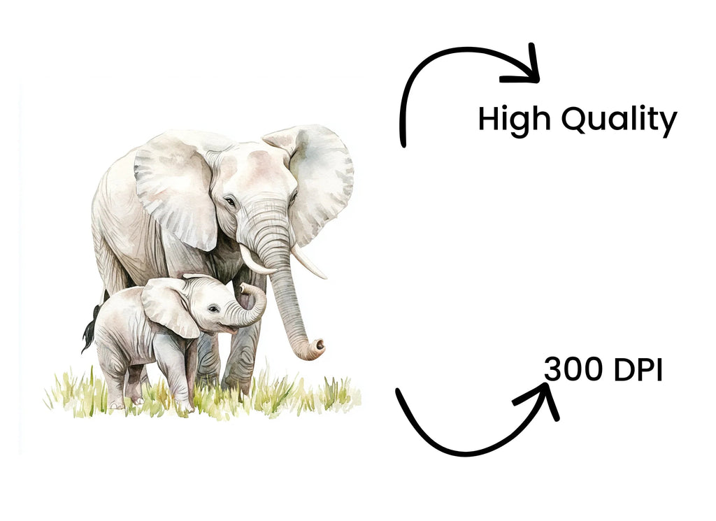 Elephant Mother and Baby Clipart Bundle