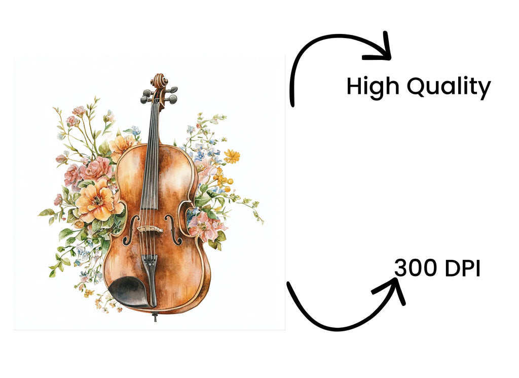 Violin Floral Clipart Bundle