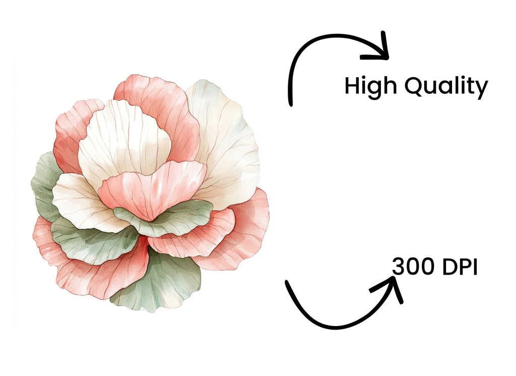 Peach Green Floral Clipart Bundle