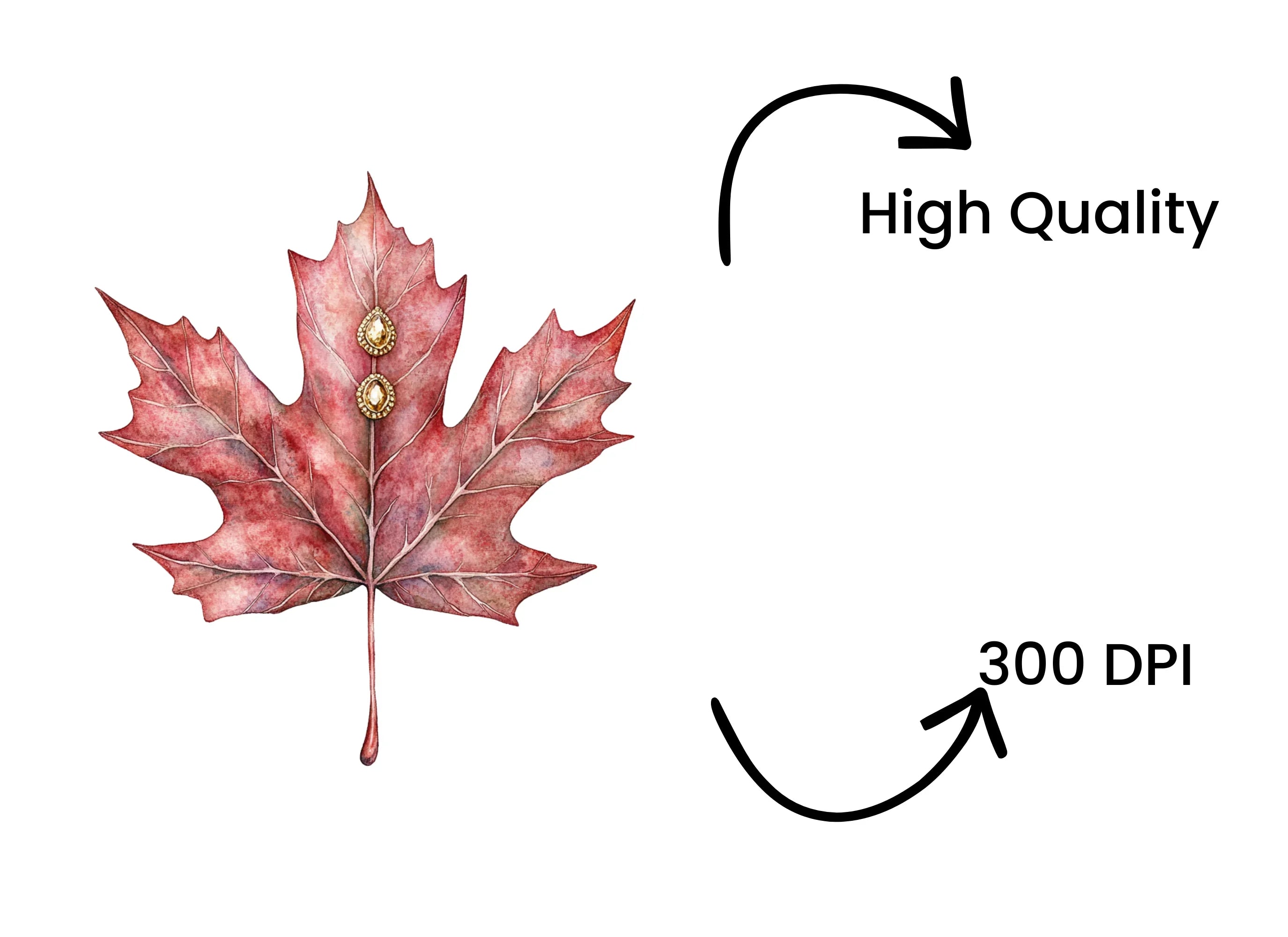 Golden Embellished Maple Leaves Clipart Bundle