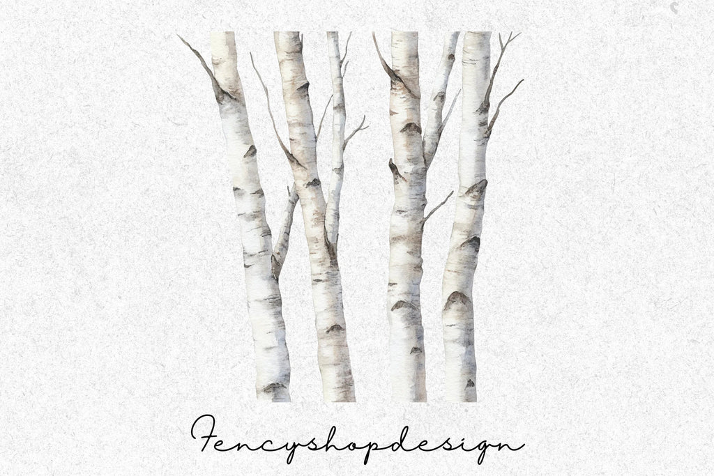 Birch Trees Forest Clipart Bundle