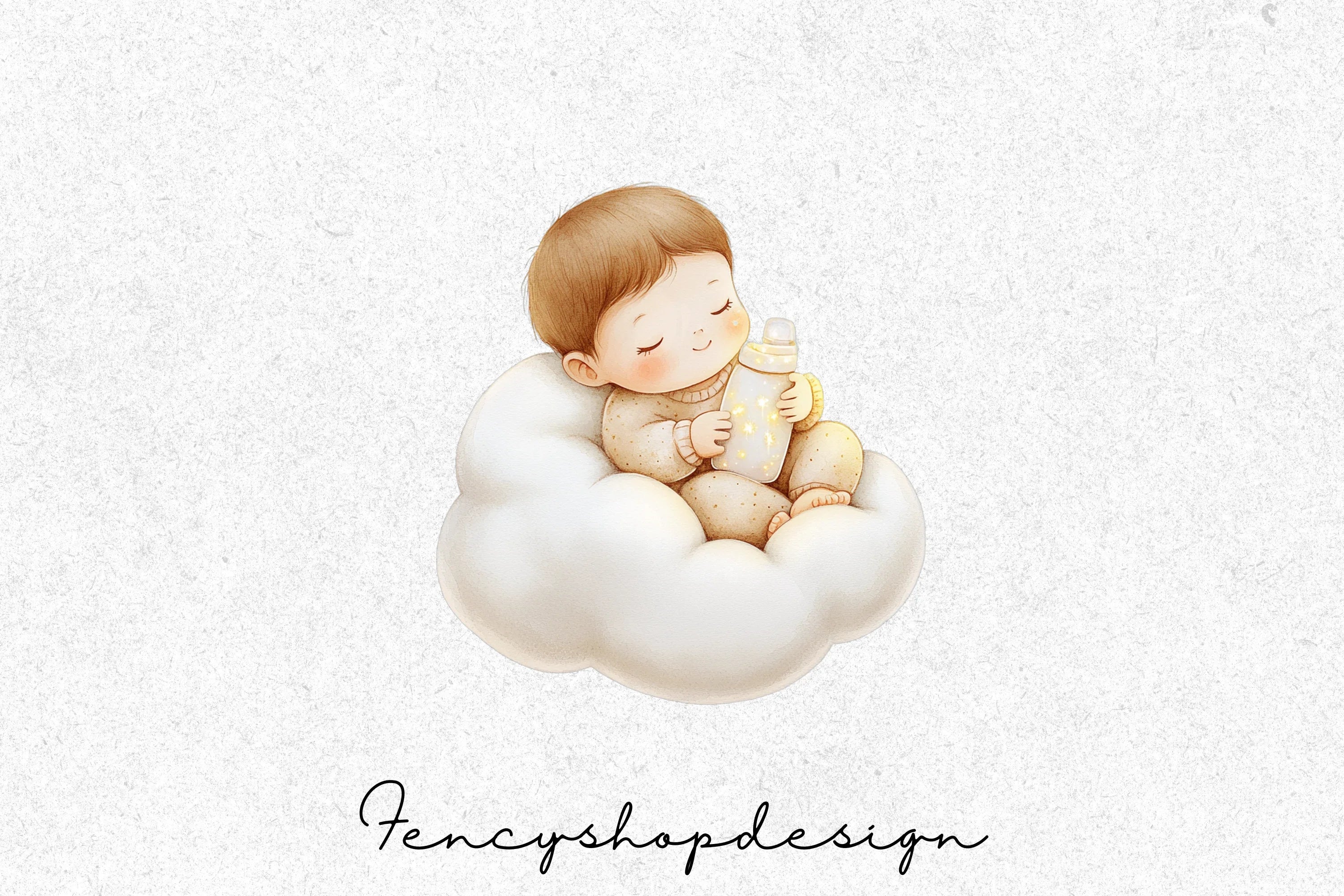 Sleeping Christmas Babies Clipart Bundle