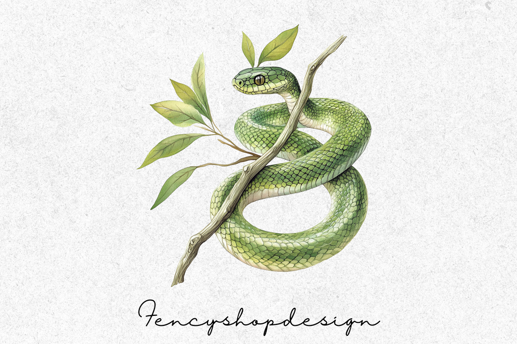 Realistic Green Snake Clipart Bundle
