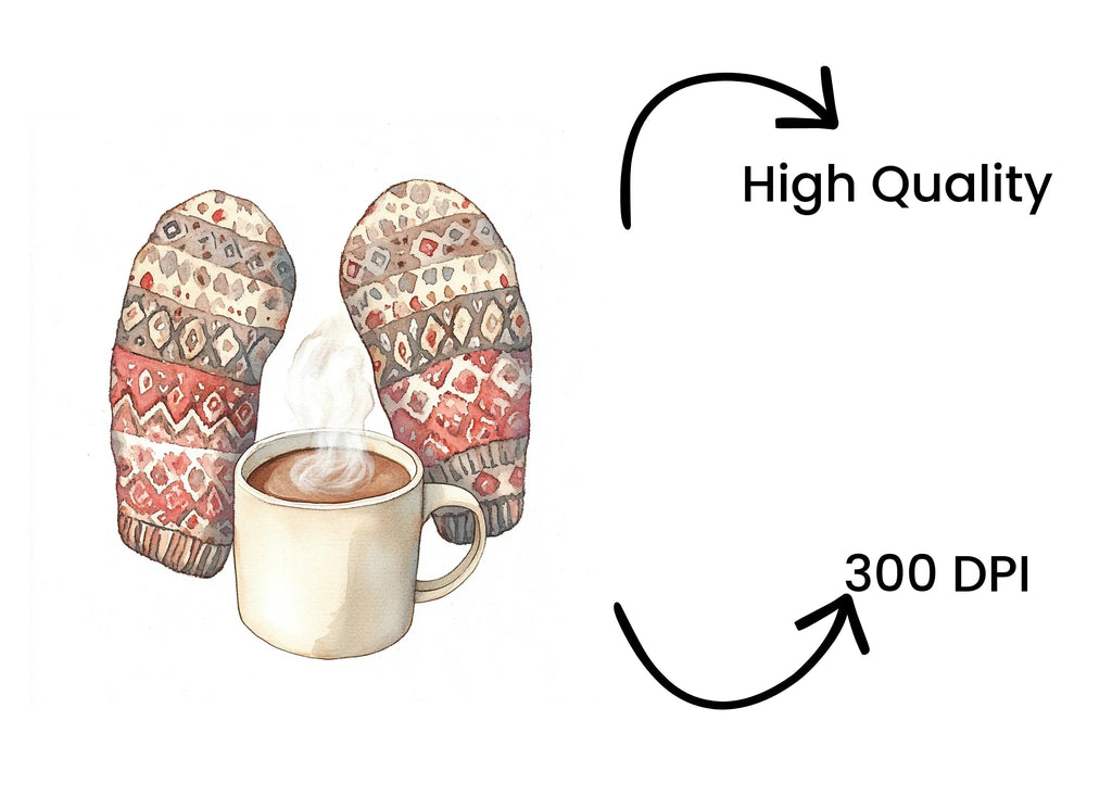 Cozy Winter Mittens and Hot Cocoa Clipart Bundle
