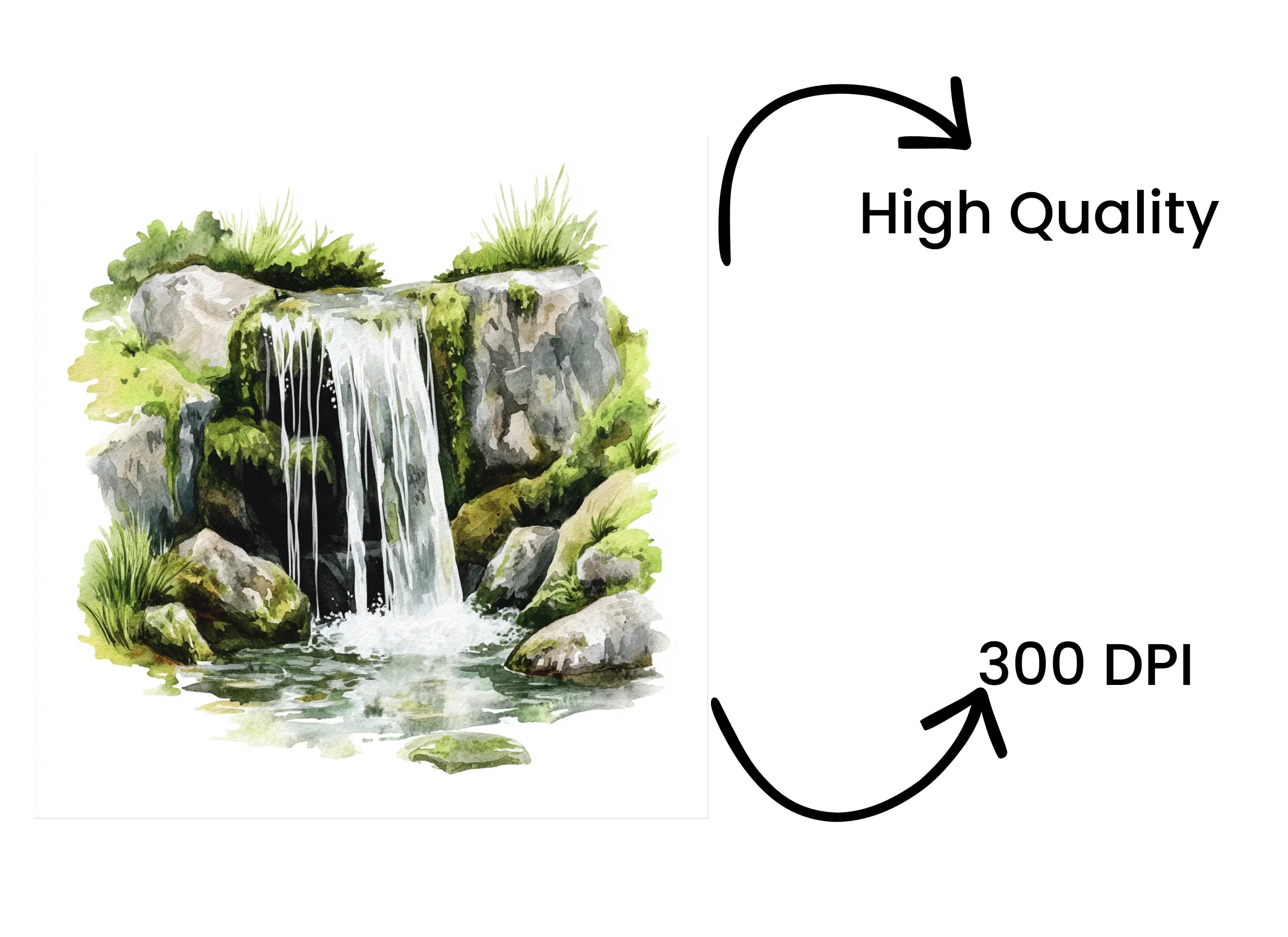 Rustic Waterfall Clipart Bundle