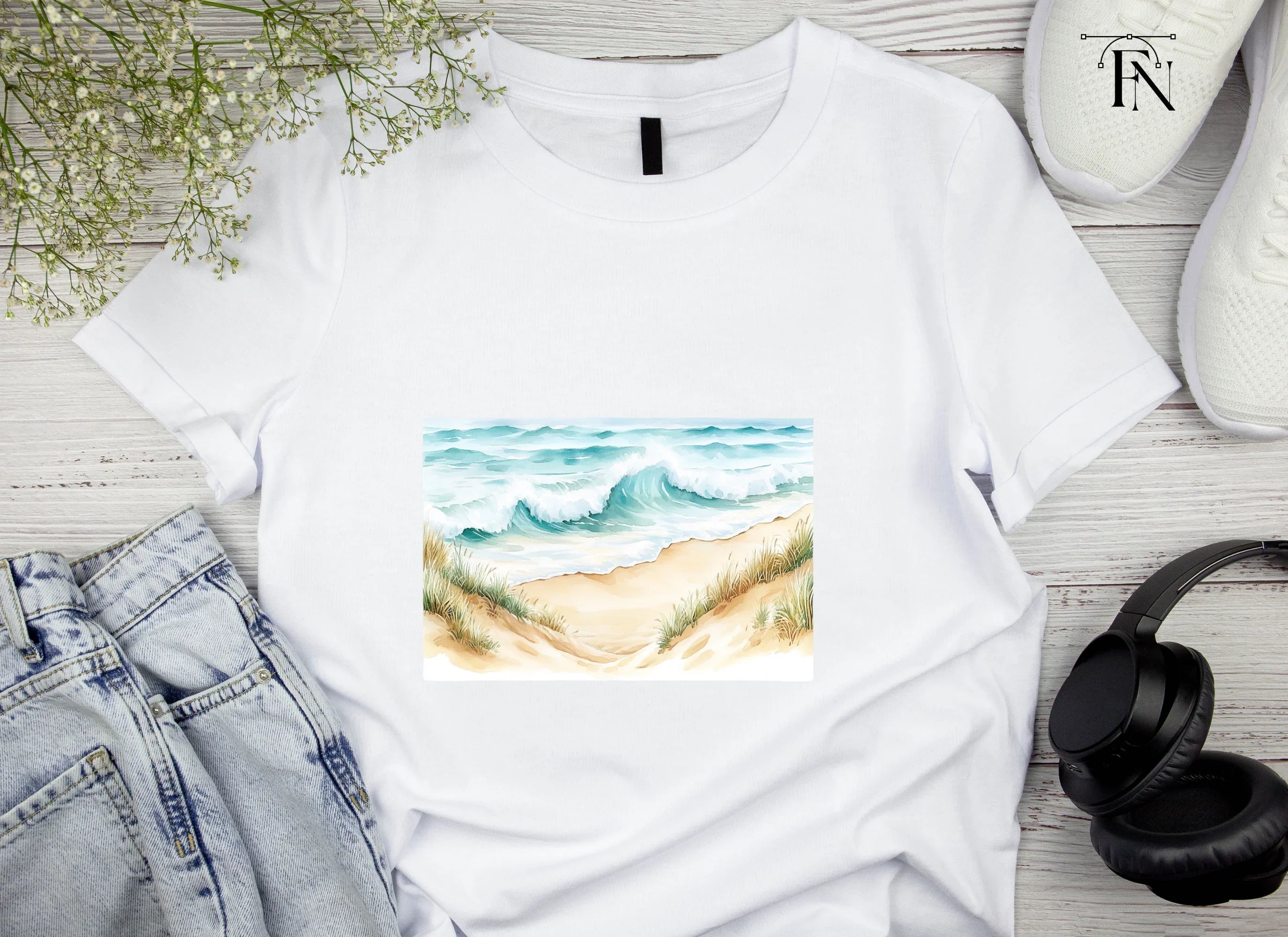 Ocean Beach Waves Clipart Bundle