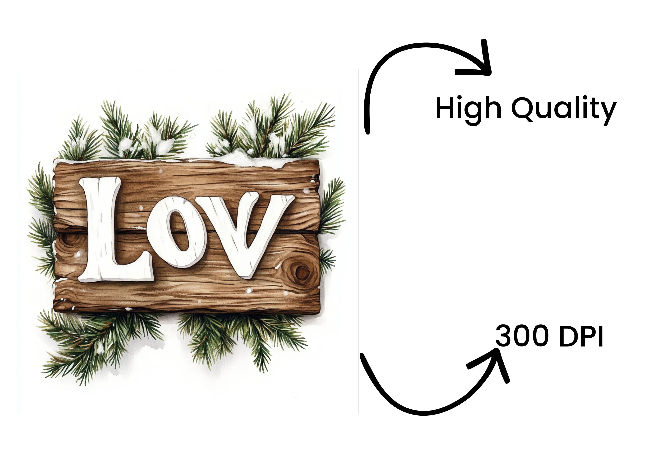 Winter Love Wood Sign Clipart Bundle