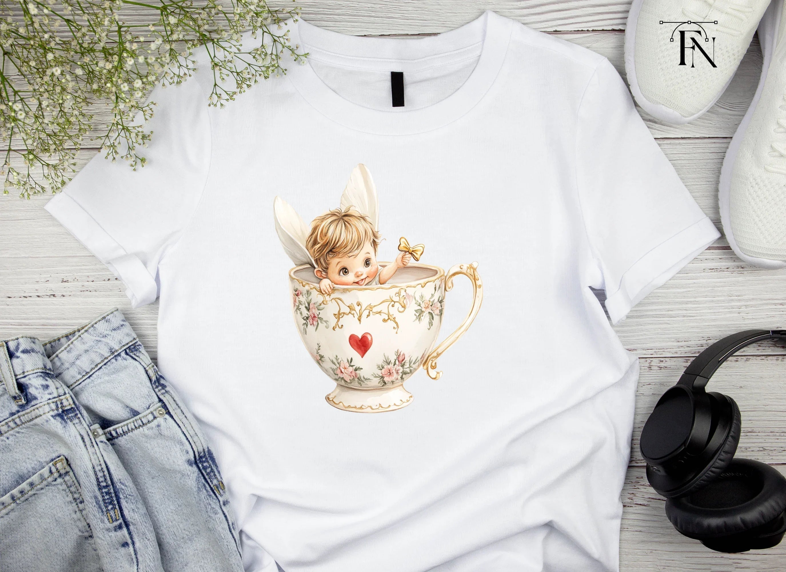 Cute Cherubs in Teacups Clipart Bundle