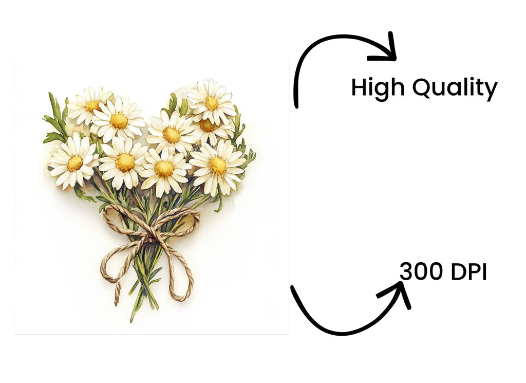 Daisy Heart Bouquets Clipart Bundle