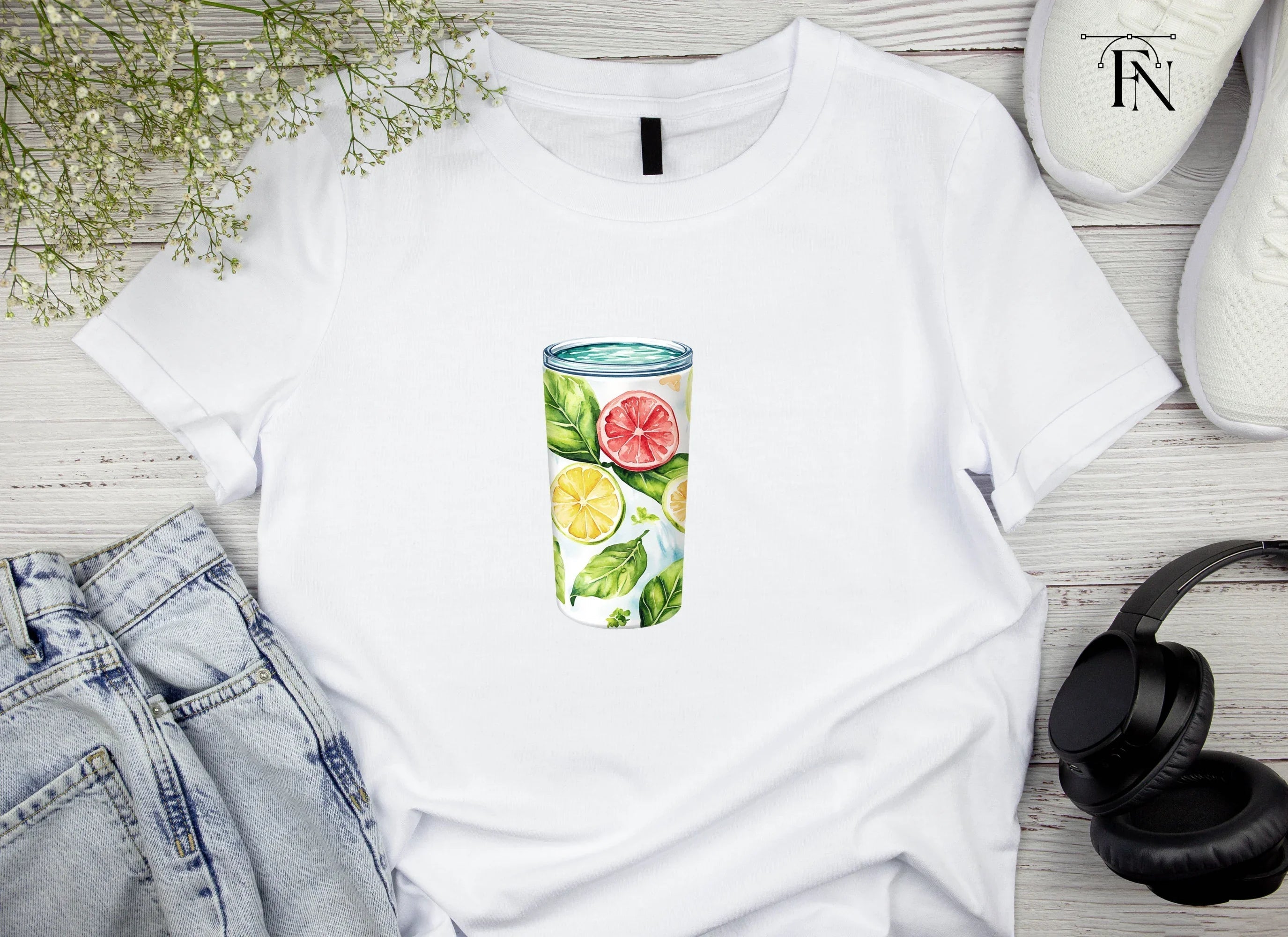 Citrus and Mint Tumbler Clipart Bundle