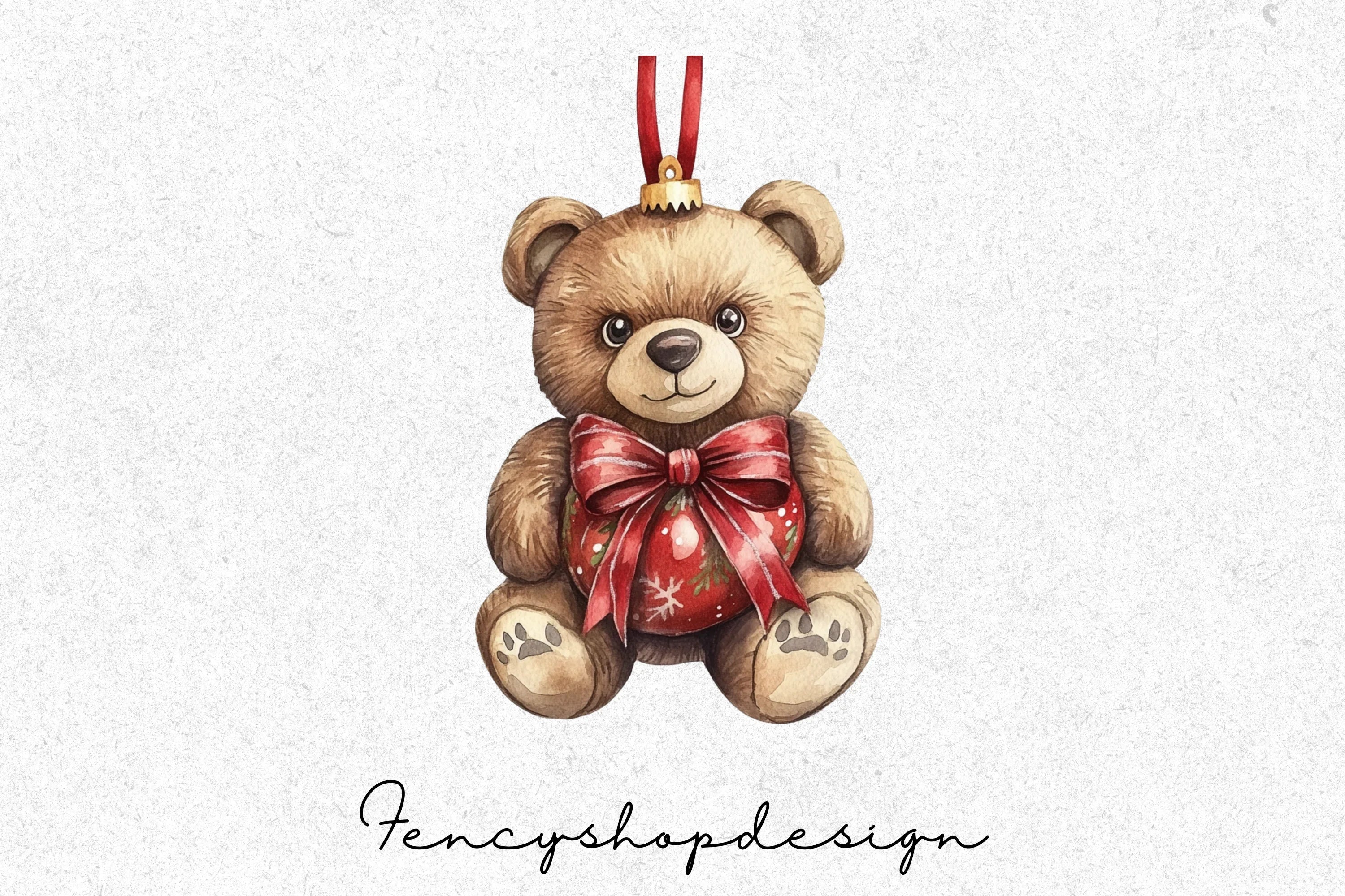 Teddy Bear Christmas Ornaments Clipart Bundle