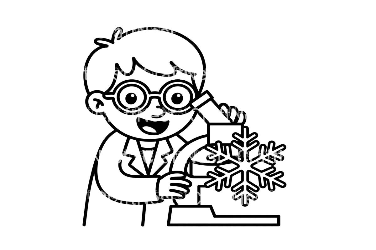 Scientist Observing Snowflake Coloring Books