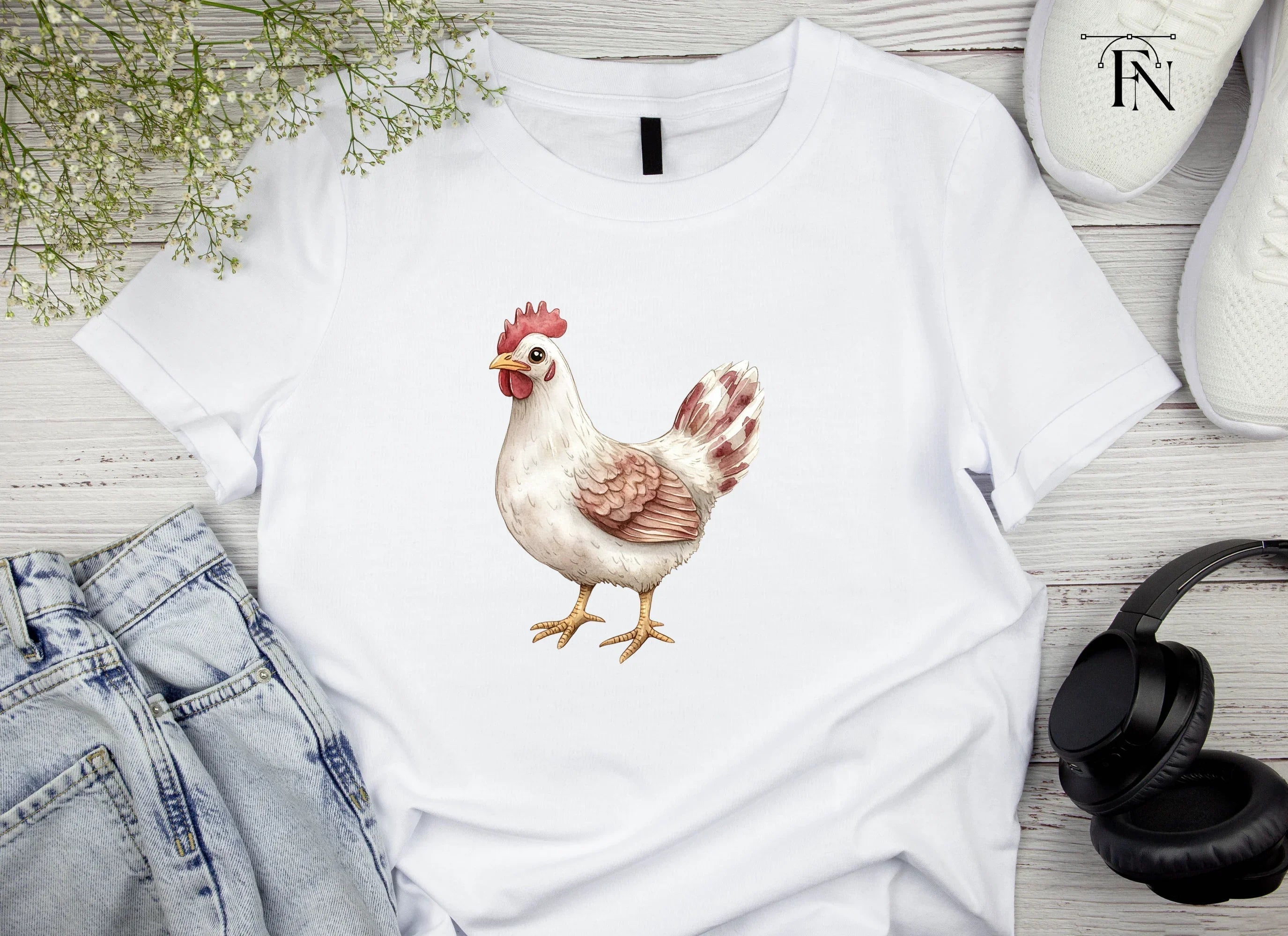 White Chicken Clipart Bundle