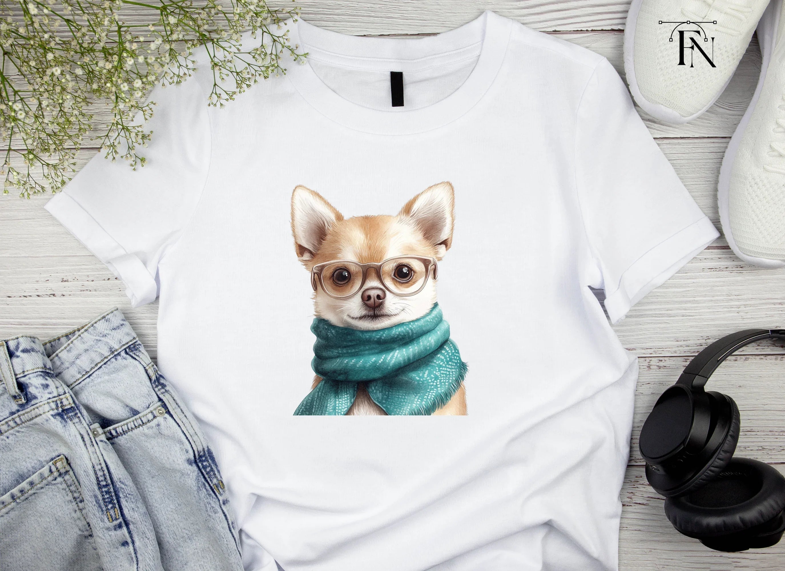 Cute Chihuahua with Glasses Clipart Bundle