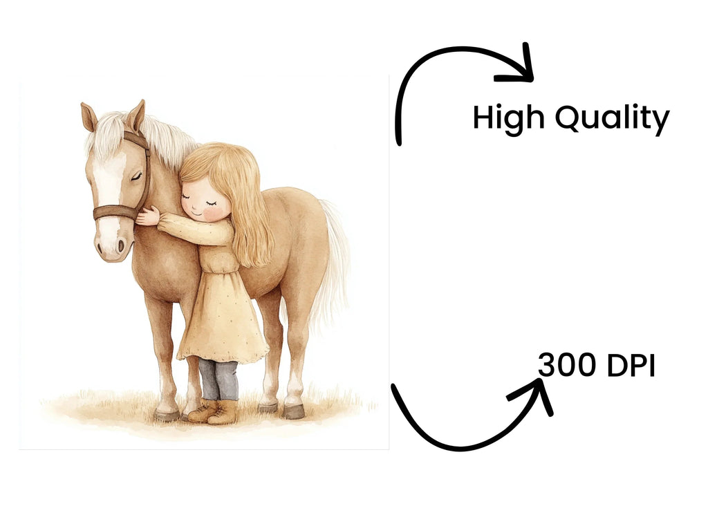 Girl and Horse Clipart Bundle