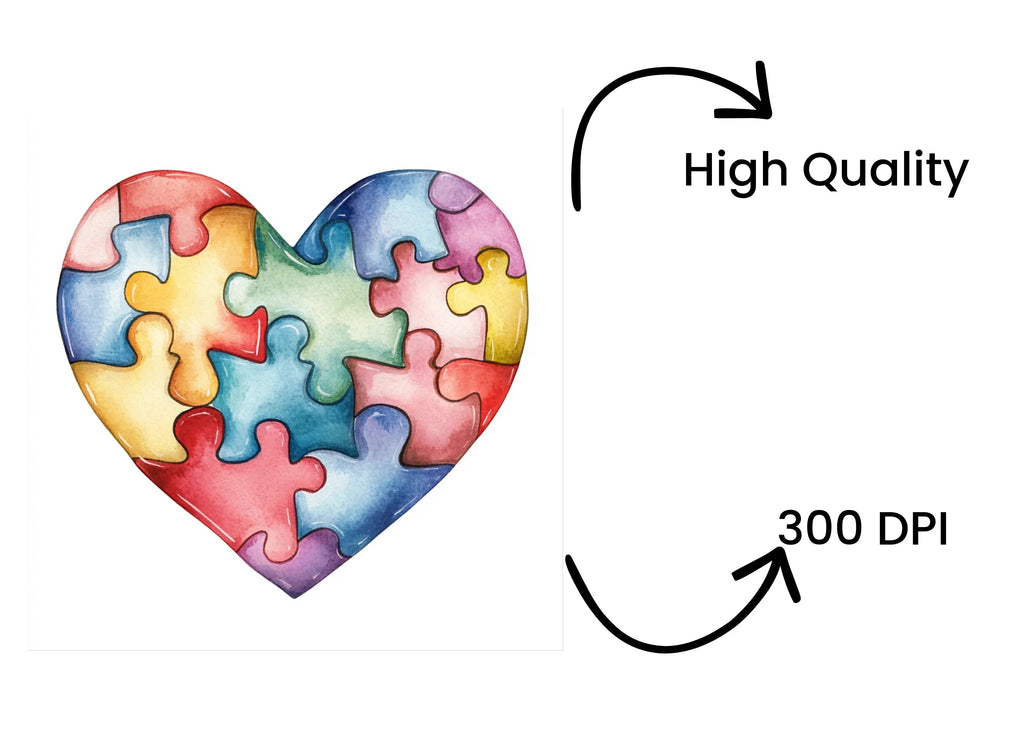 Colorful Puzzle Heart Clipart Bundle