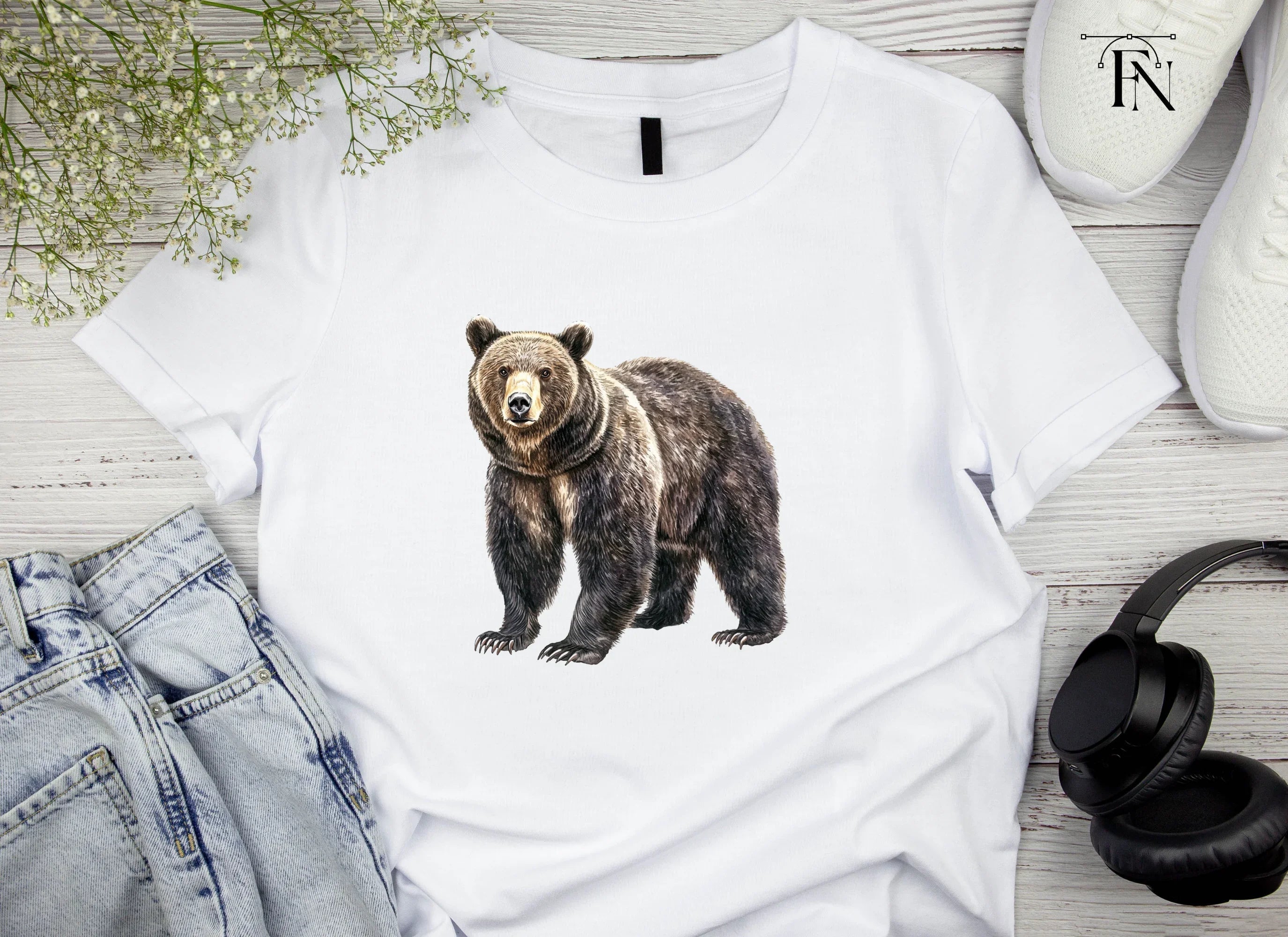 Standing Grizzly Bear Duo Clipart Bundle