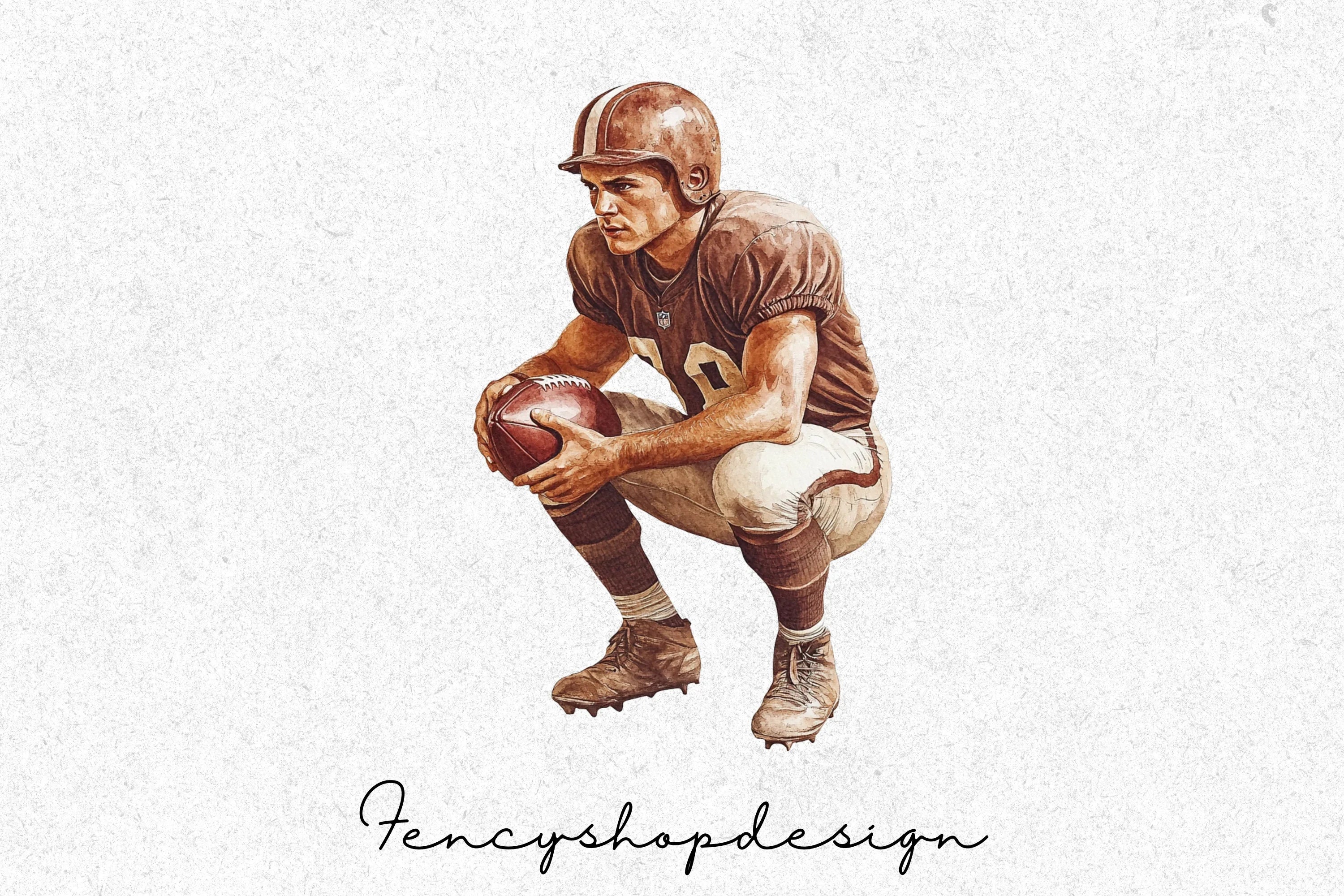 Vintage Football Player Clipart Bundle