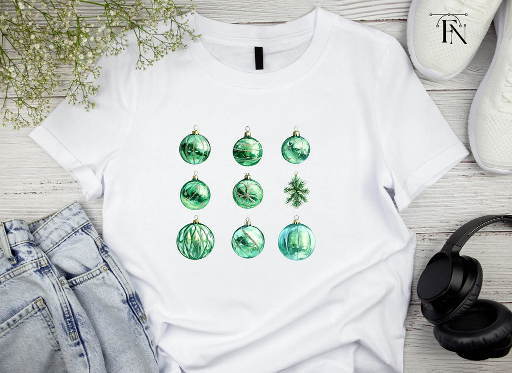 Emerald Christmas Baubles Clipart Bundle