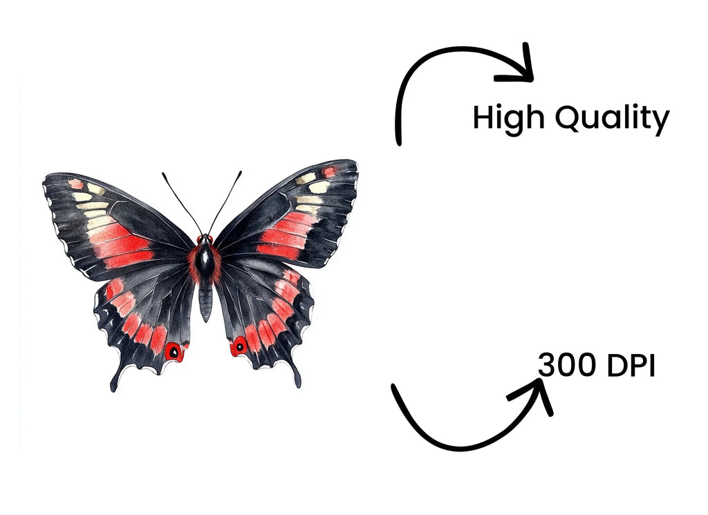 Elegant Red and Black Butterfly Clipart Bundle