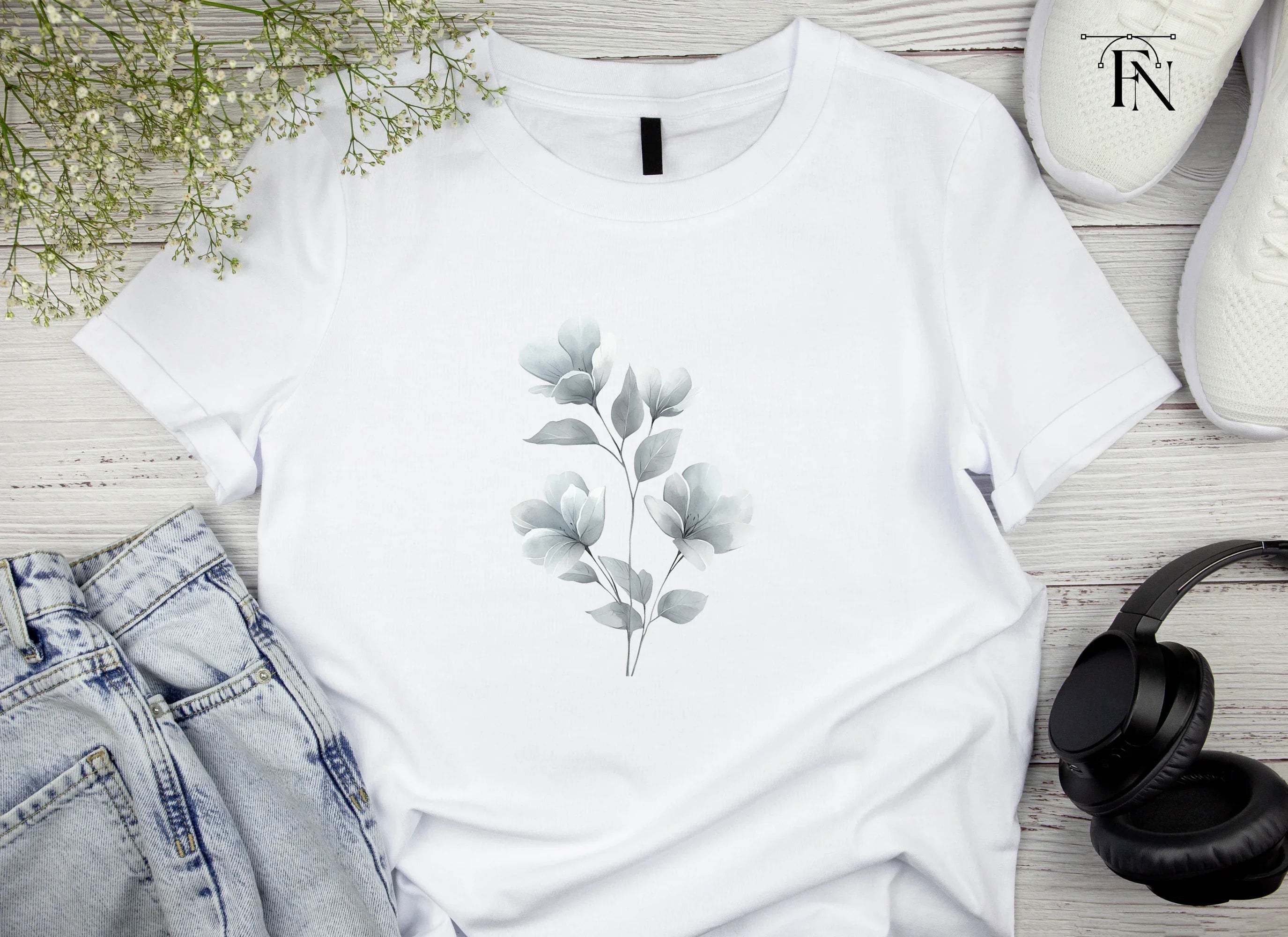 Elegant Gray Floral Clipart Bundle