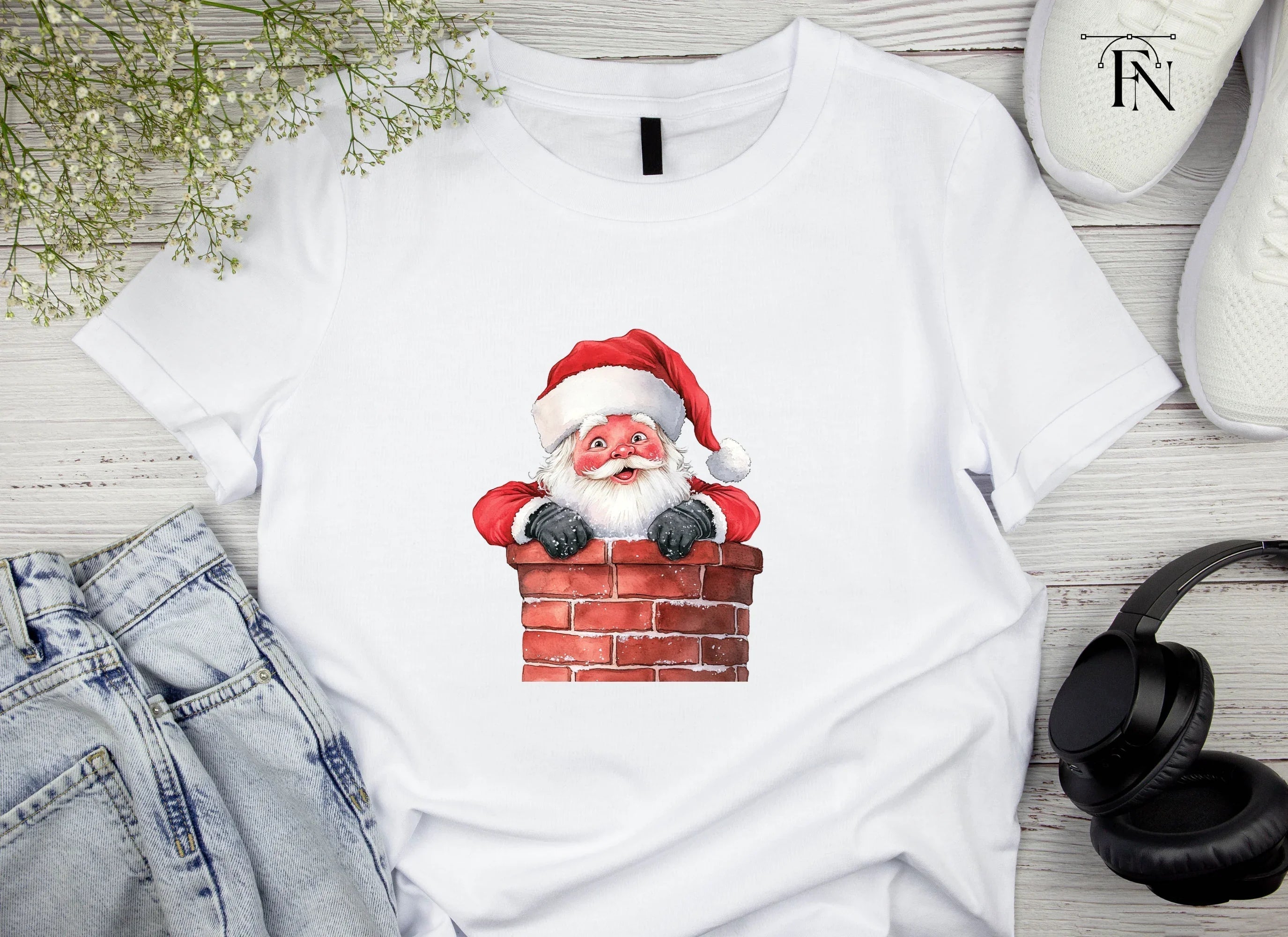 Jolly Santa Claus Chimney Clipart Bundle