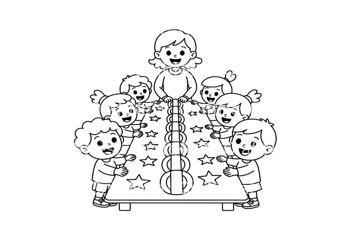 Teacher and Kids Playing Coloring Books