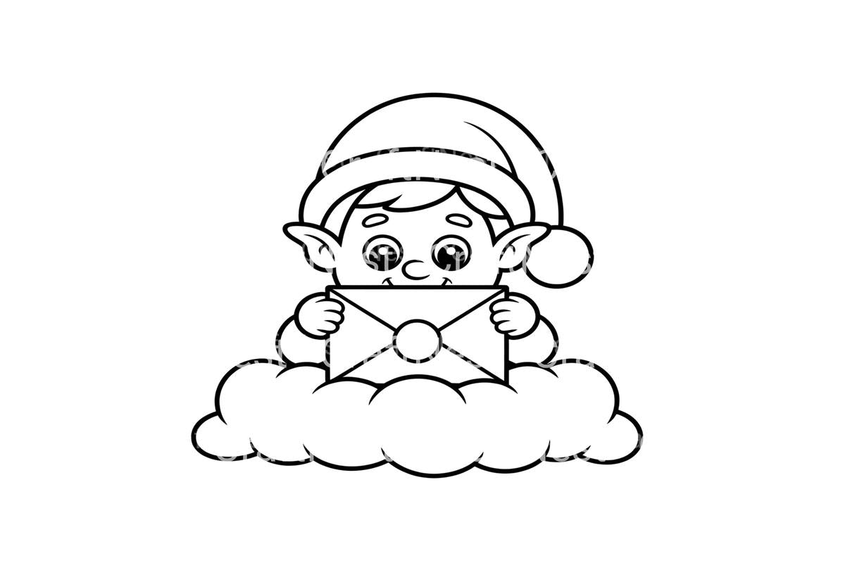Christmas Elf With Letter Coloring Books