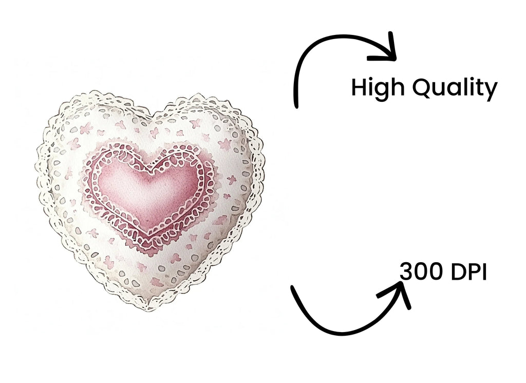 Lace Heart Pillow Clipart Bundle