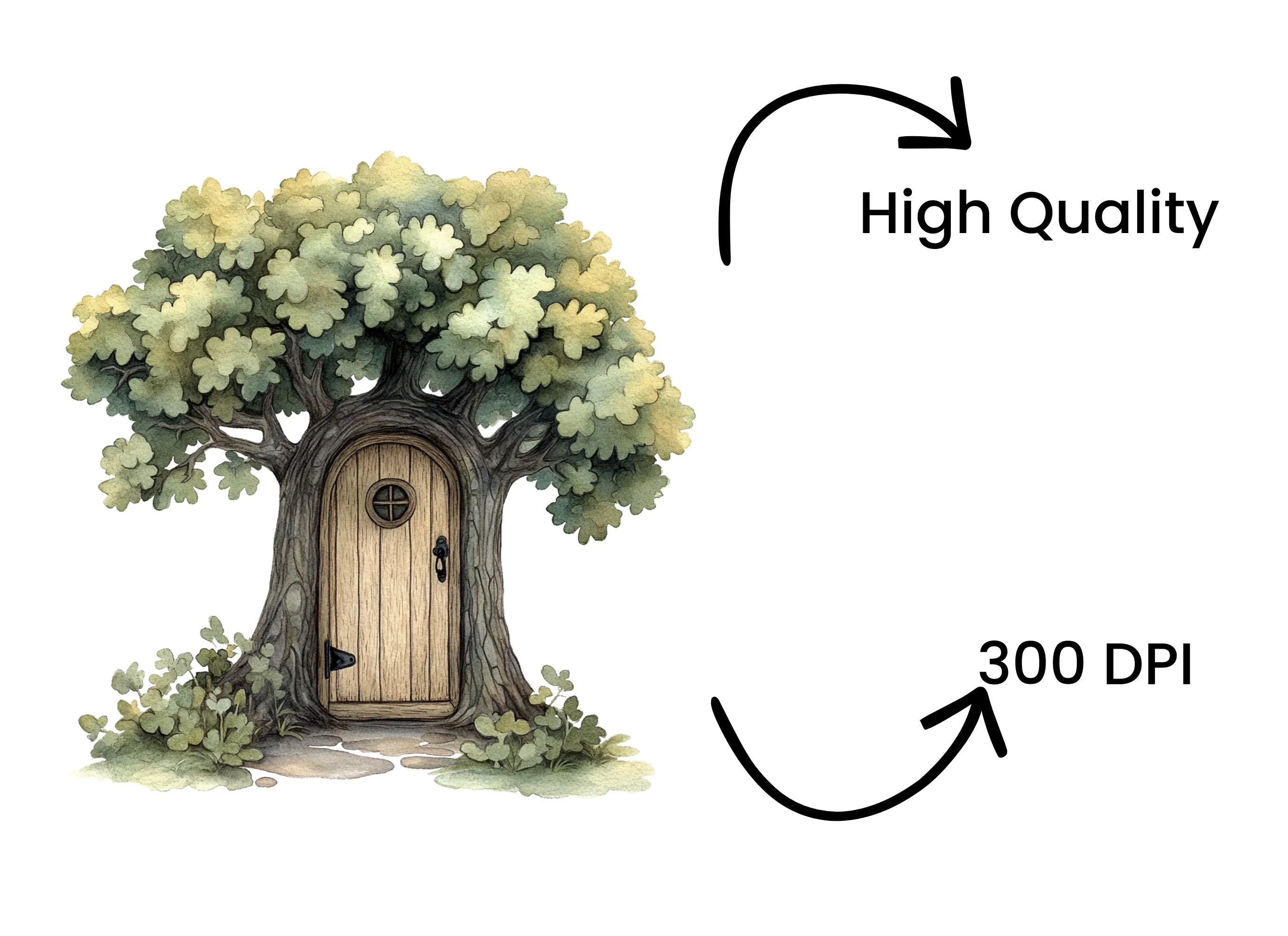 Whimsical Tree House Door Clipart Bundle