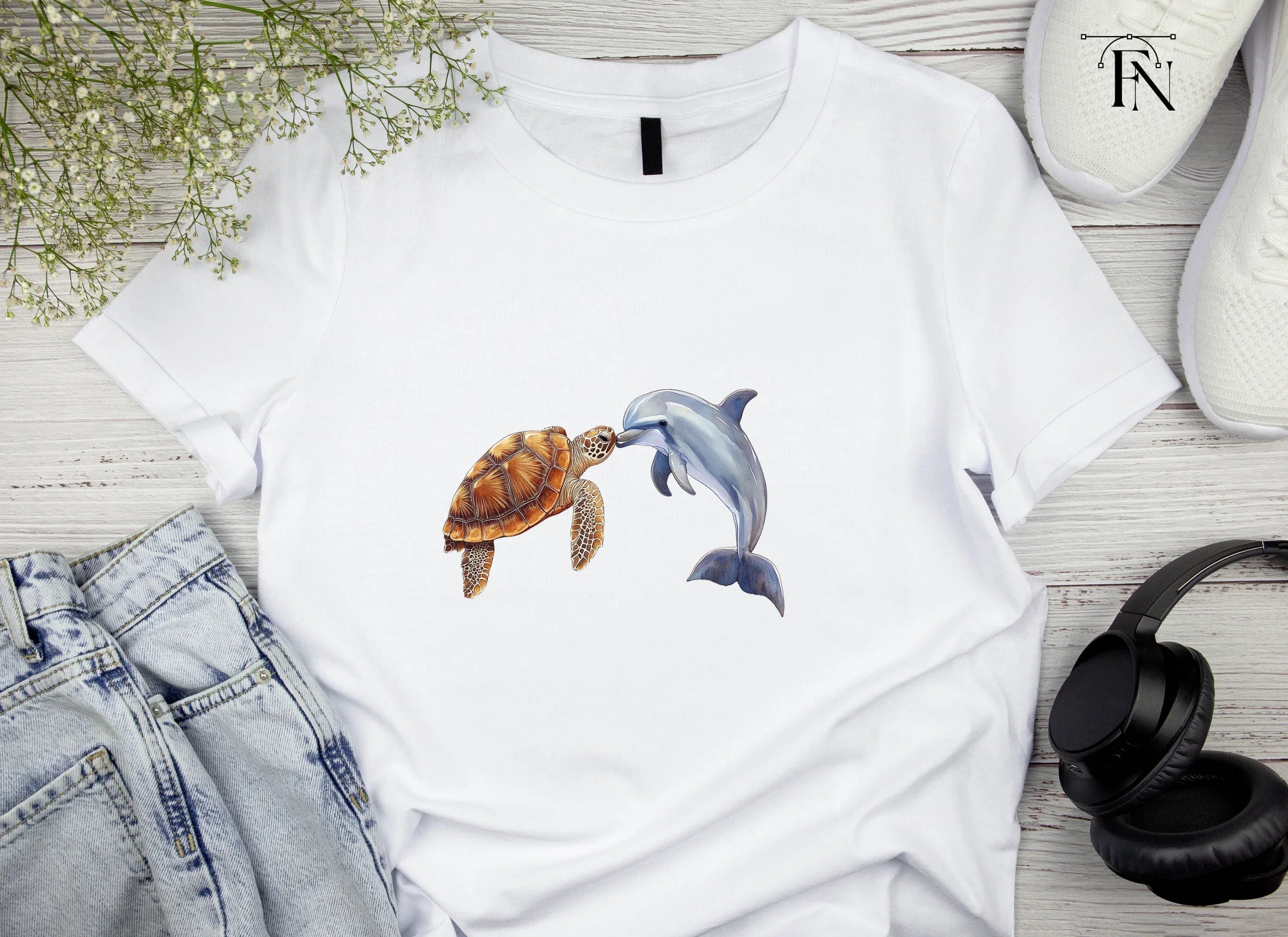 Dolphin and Sea Turtle Clipart Bundle