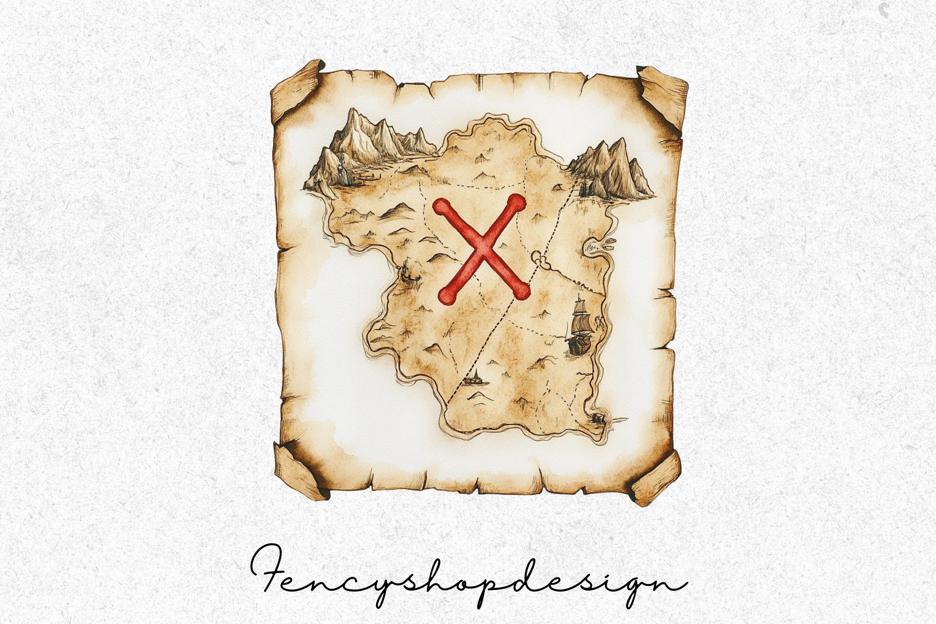 Vintage Treasure Maps Clipart Bundle