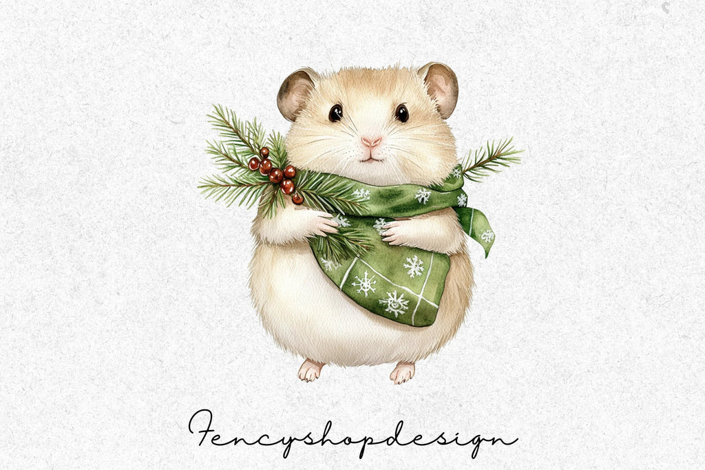 Cute Christmas Hamster Clipart Bundle