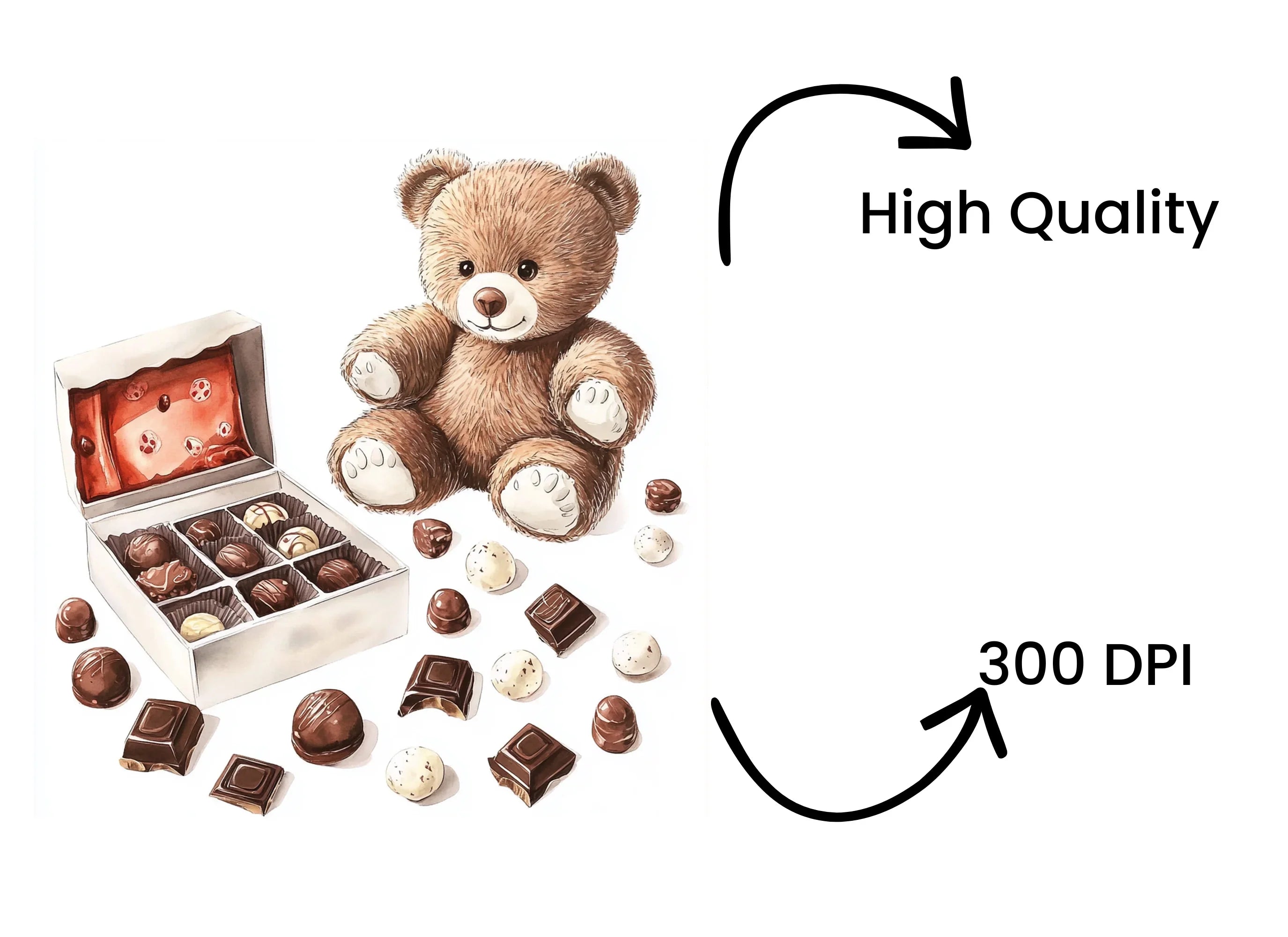 Teddy Bear with Chocolate Box Clipart Bundle