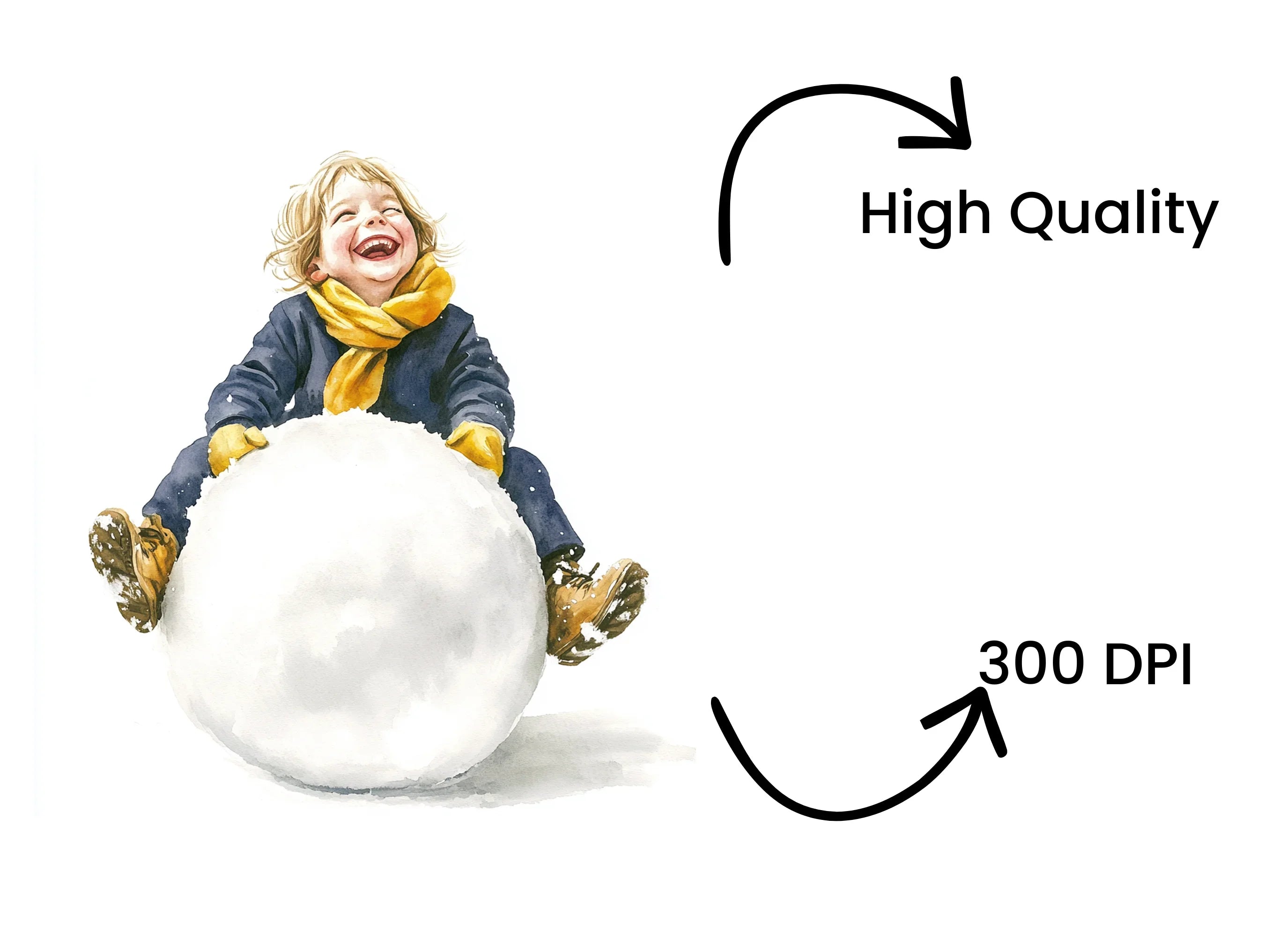 Joyful Kids Making Snowman Clipart Bundle