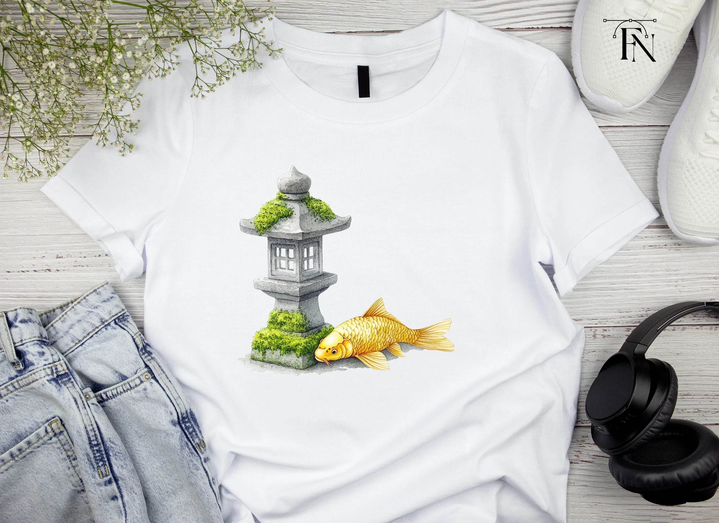 Japanese Garden Koi and Lantern Clipart Bundle