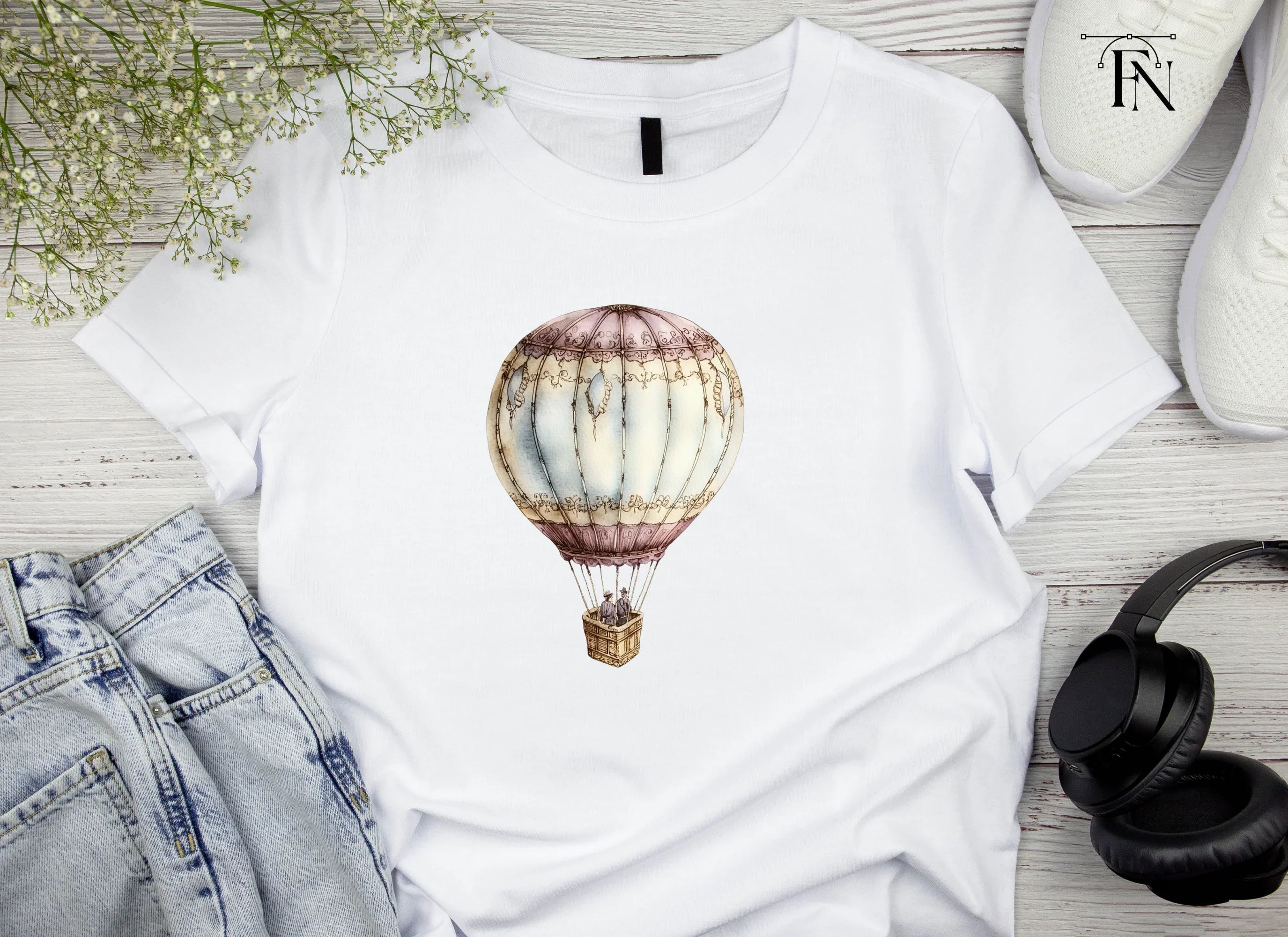 Vintage Hot Air Balloon Clipart Bundle