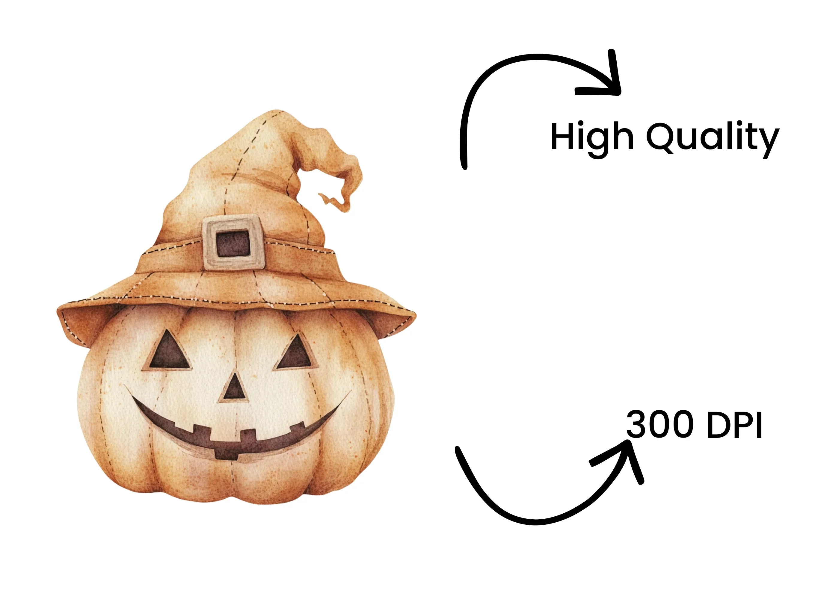 Spooky Jack-O'-Lanterns with Witch Hats Clipart Bundle