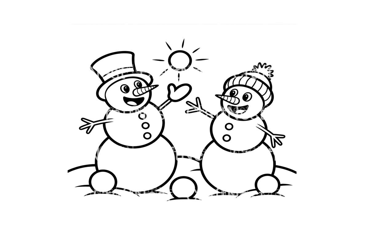 Happy Snowmen Winter Scene Coloring Books