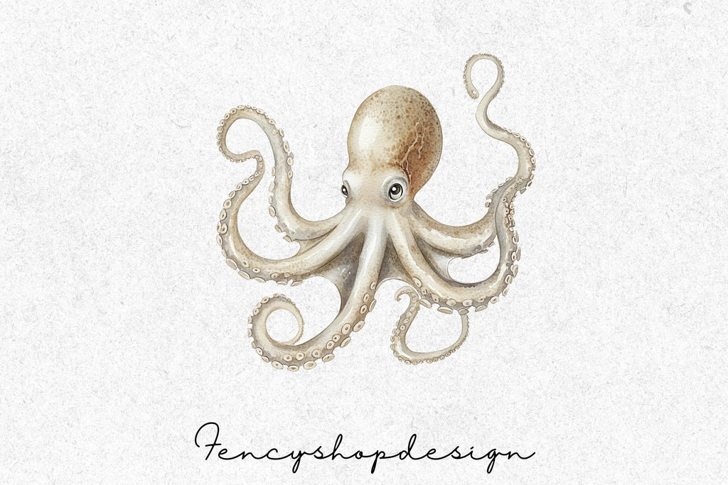 Detailed Octopus Aquatic Life Clipart Bundle