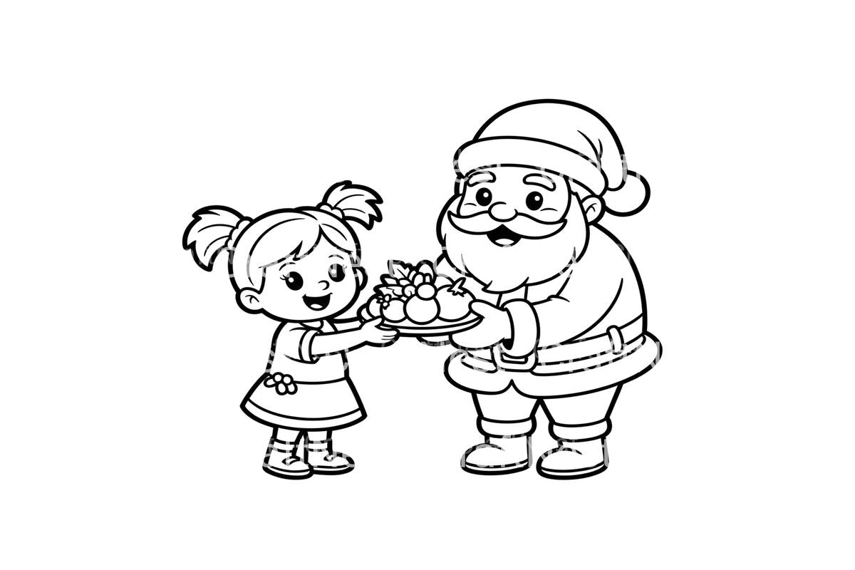 Santa and Kids with Fruit Coloring Books