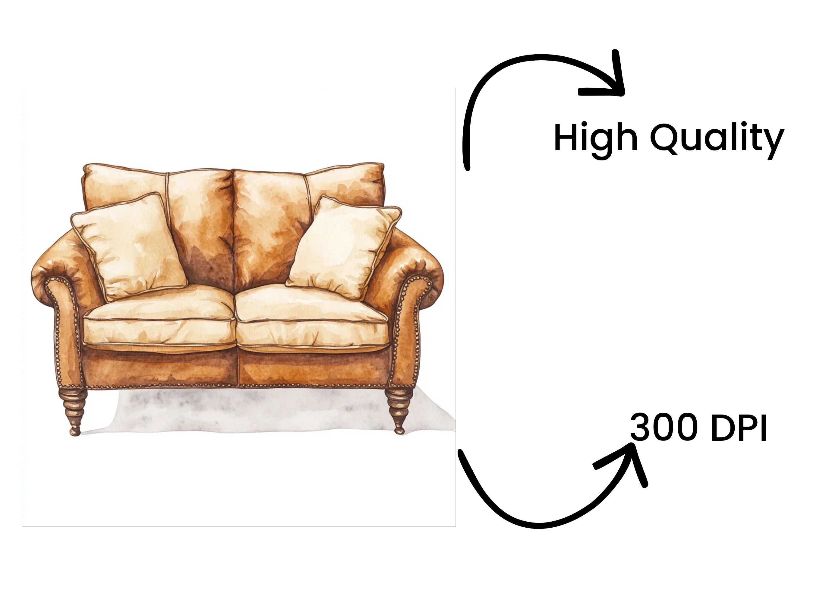 Cozy Leather Sofa Clipart Bundle