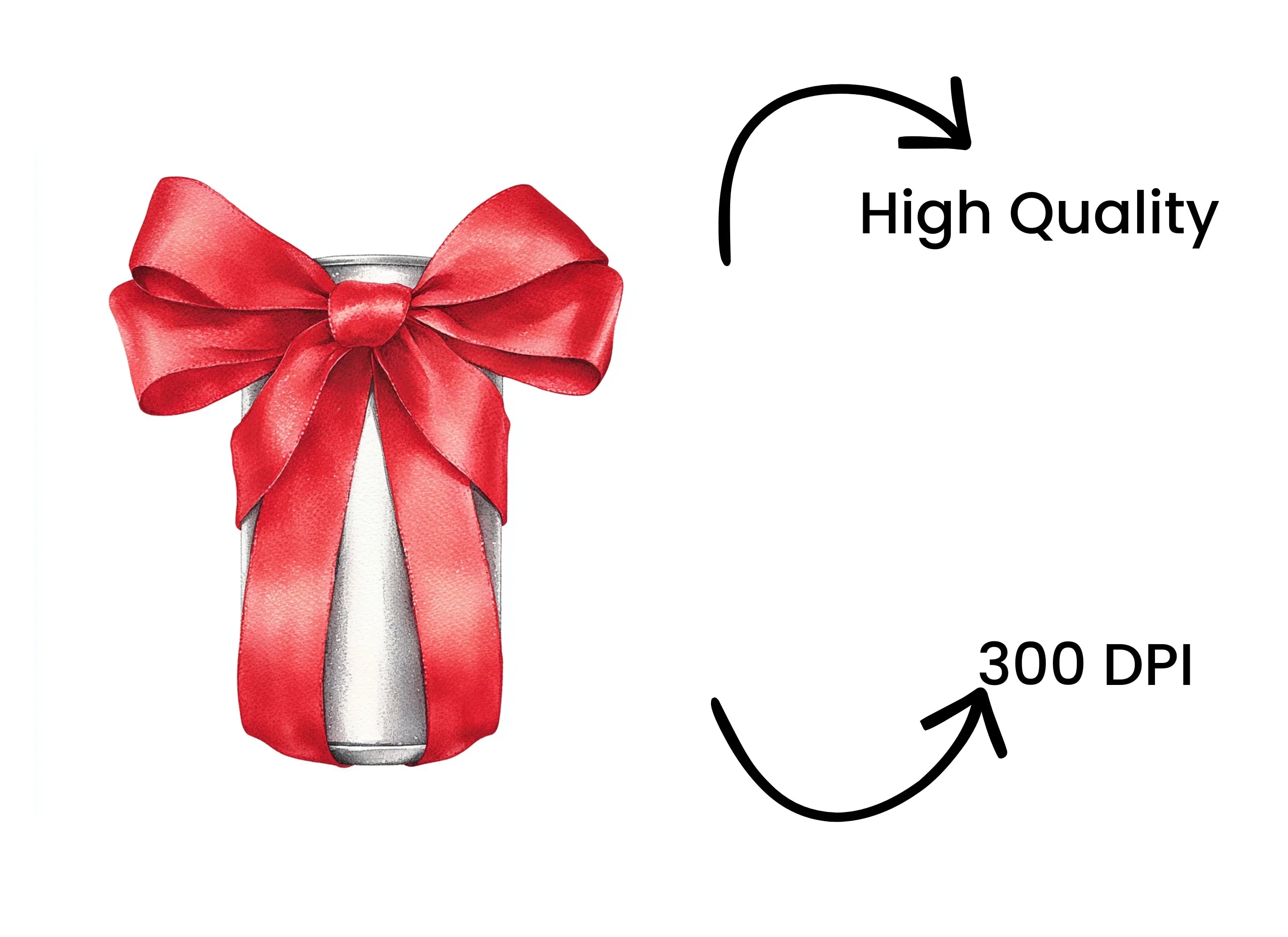Red Bow on Silver Can Clipart Bundle