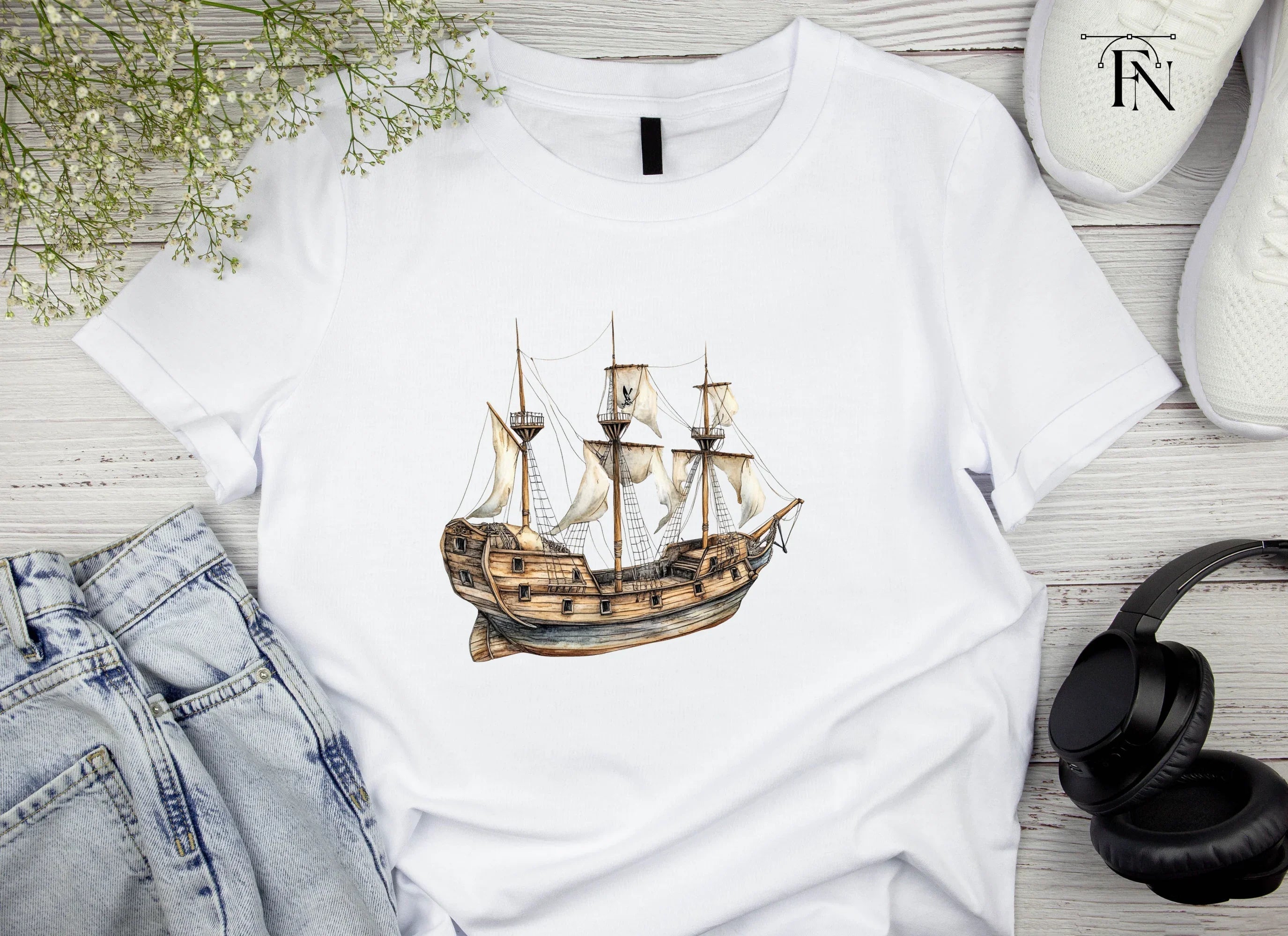 Vintage Galleon Ship Clipart Bundle