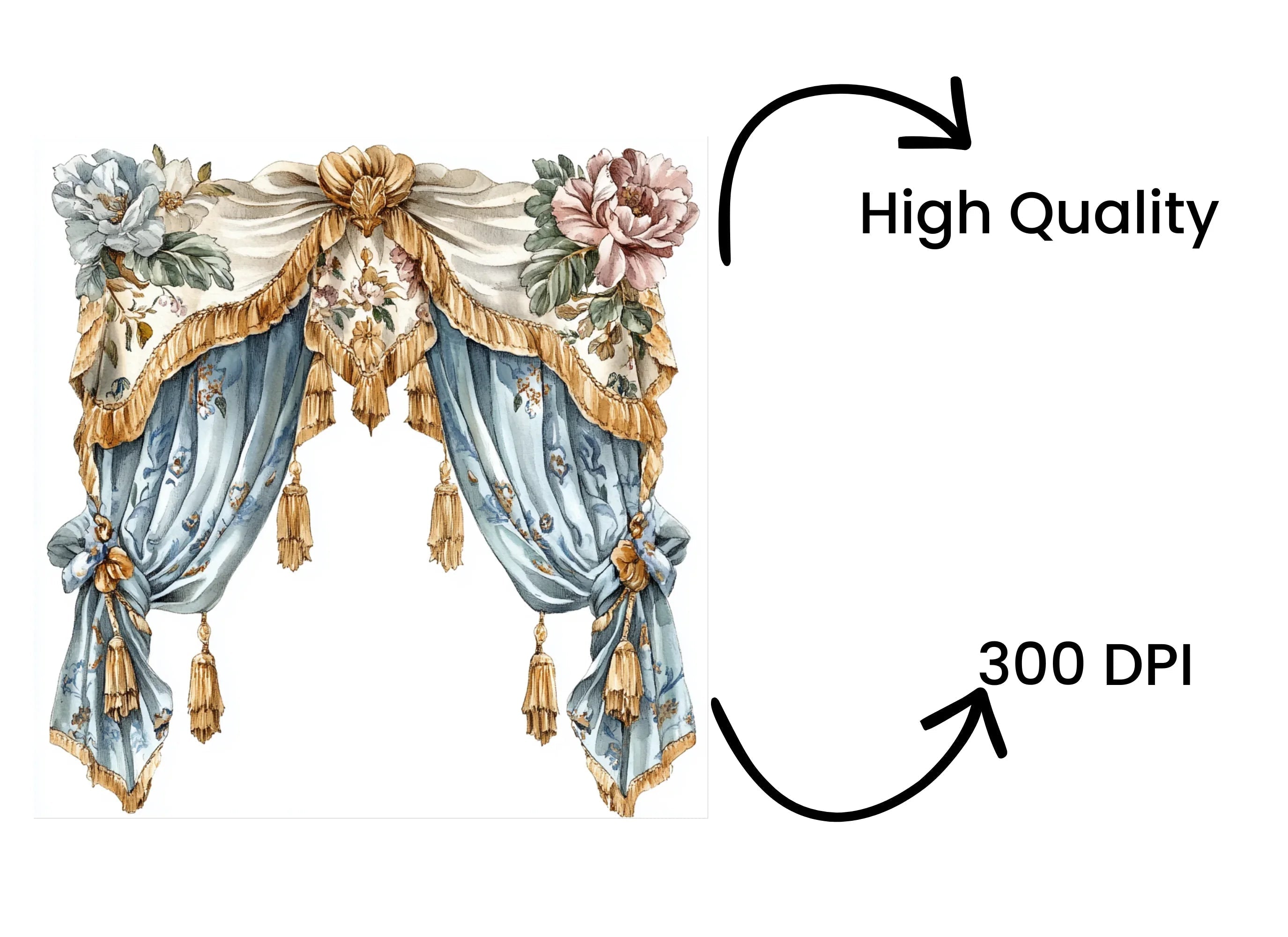 Vintage Drapes Clipart Bundle