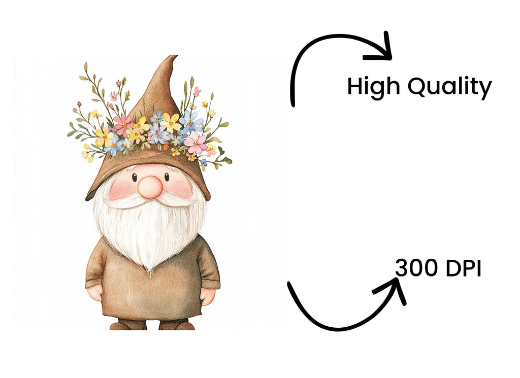 Whimsical Floral Gnomes Clipart Bundle