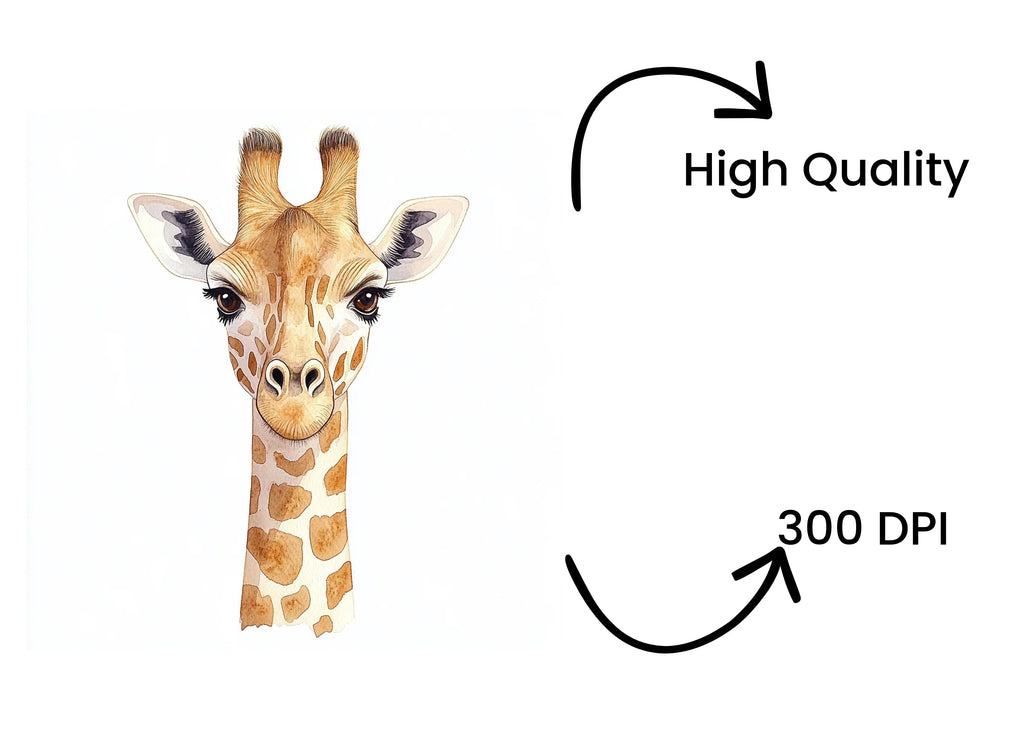 Realistic Giraffe Head Clipart Bundle