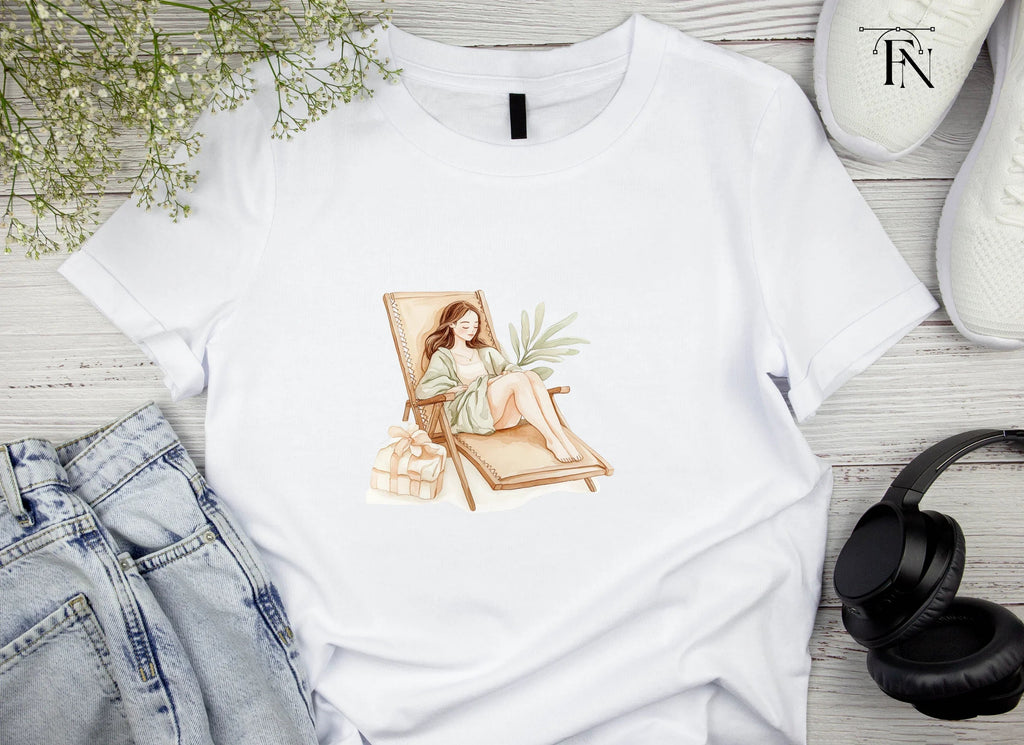 Relaxing Woman on Beach Chair Clipart Bundle
